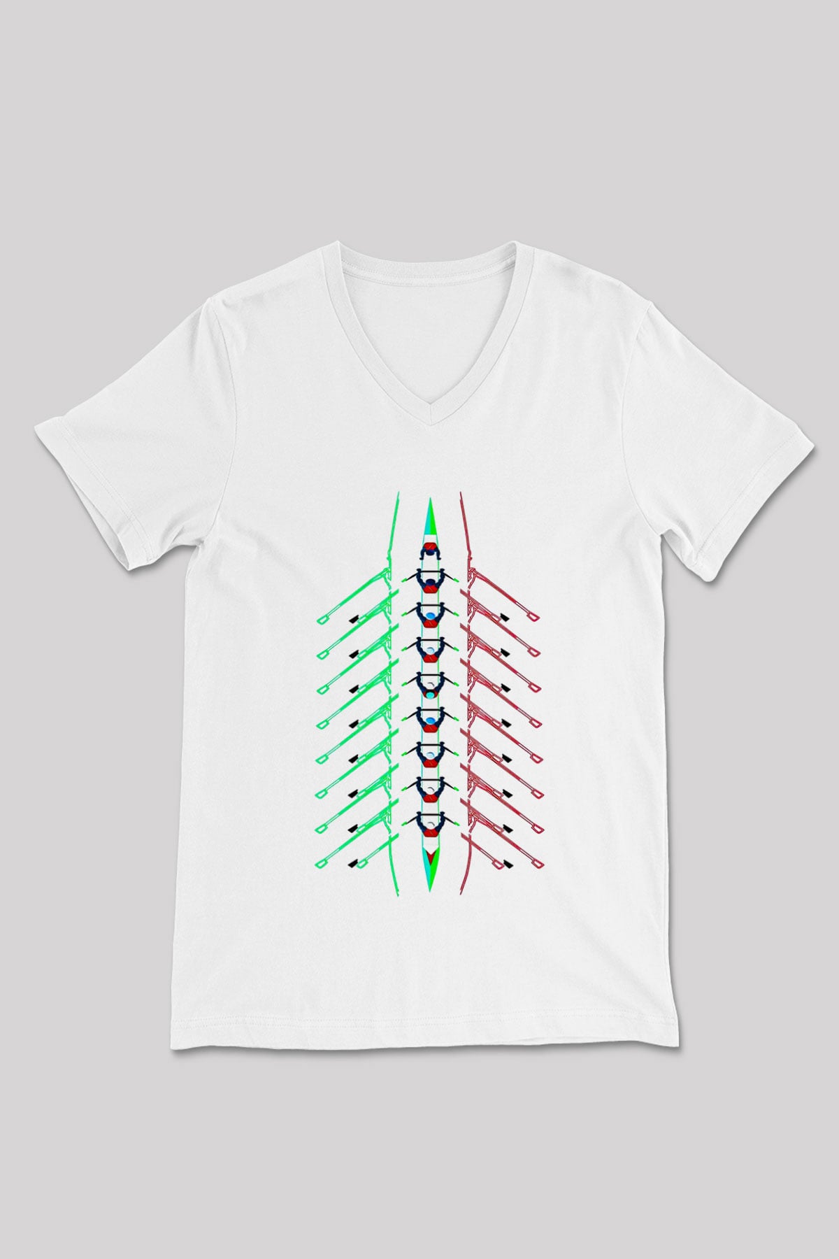 Kürek Baskılı Unisex V Yaka Tişört - Tshirt
