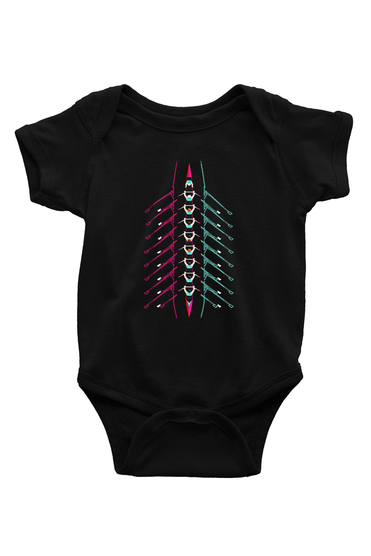Kürek - Rowing Sport Baskılı Unisex Siyah Bebek Body - Zıbın