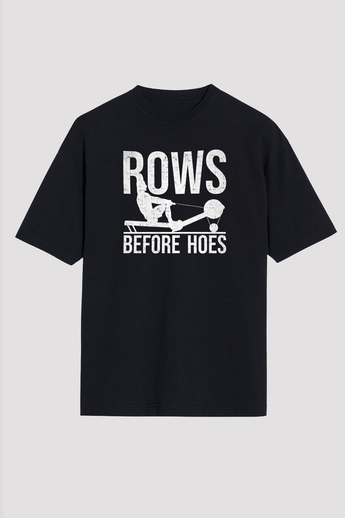 Kürek - Rowing Sport Baskılı Unisex Siyah Oversize Tişört