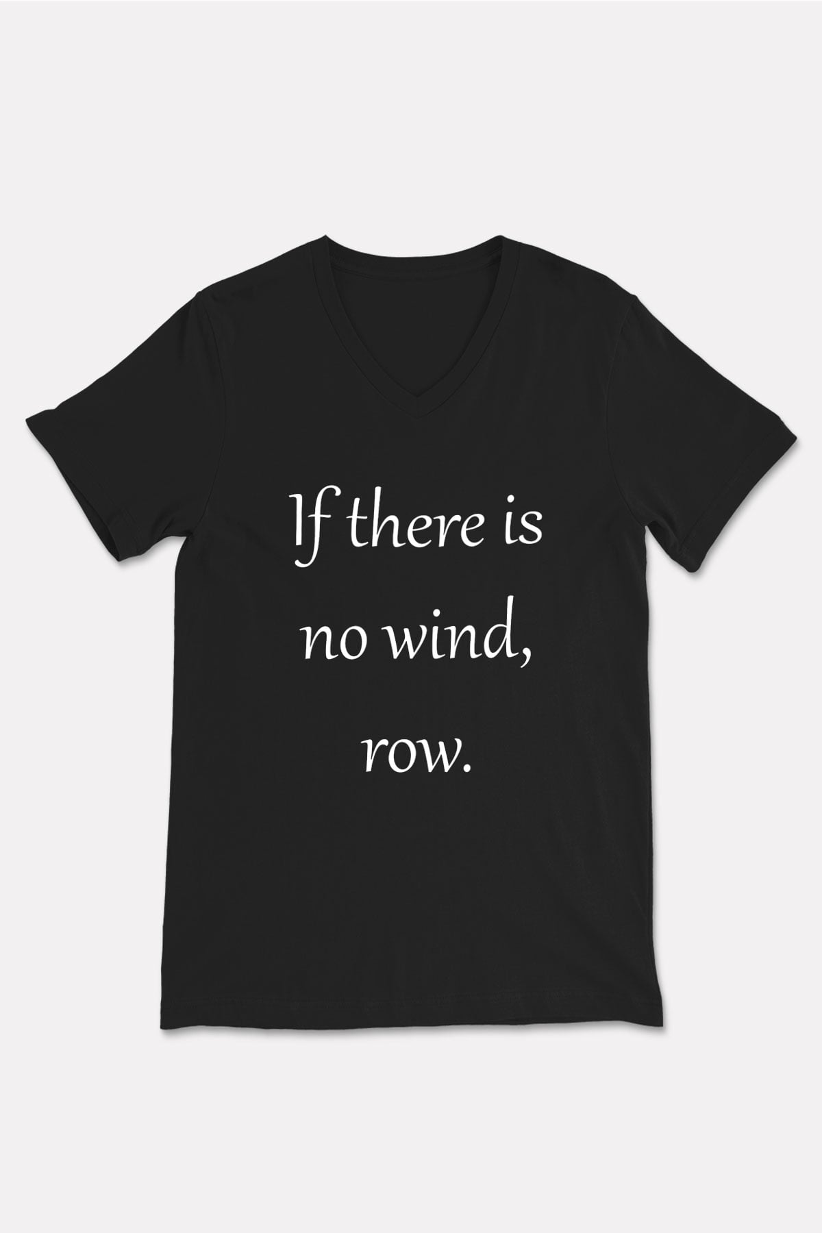 Kürek - Rowing Sport Baskılı Unisex Siyah V Yaka Tişört