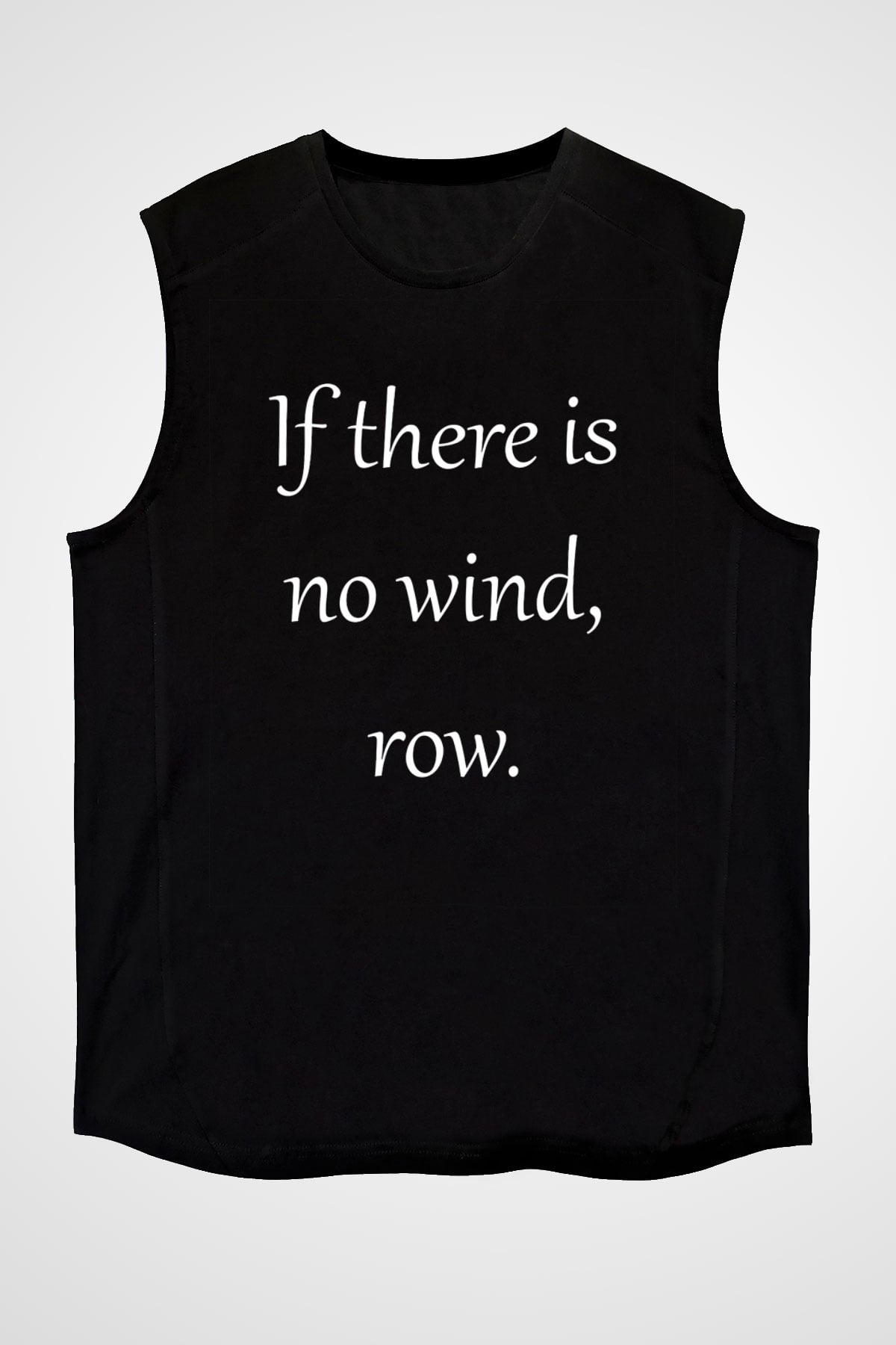 Kürek - Rowing Sport Baskılı Unisex Siyah Kolsuz Tişört