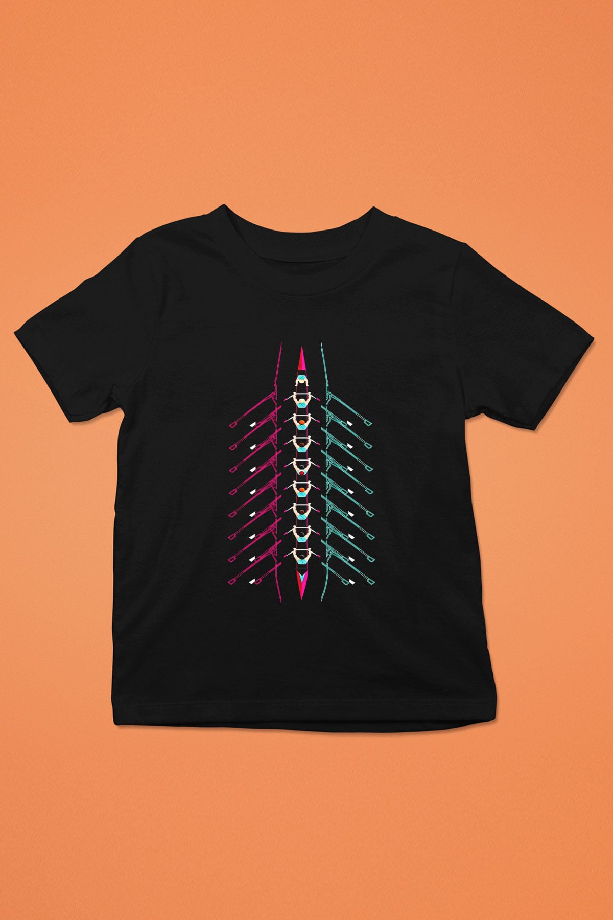 Kürek - Rowing Sport Baskılı Unisex Siyah Çocuk Tİşörtü - Tshirt