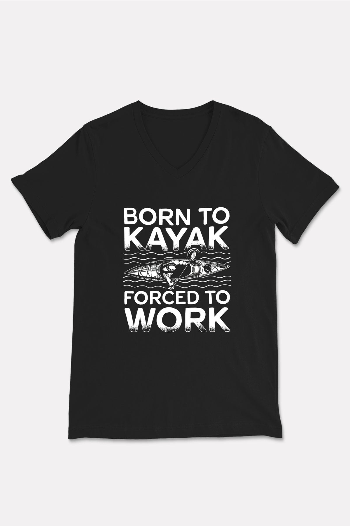 Kürek - Rowing Sport Baskılı Unisex Siyah V Yaka Tişört