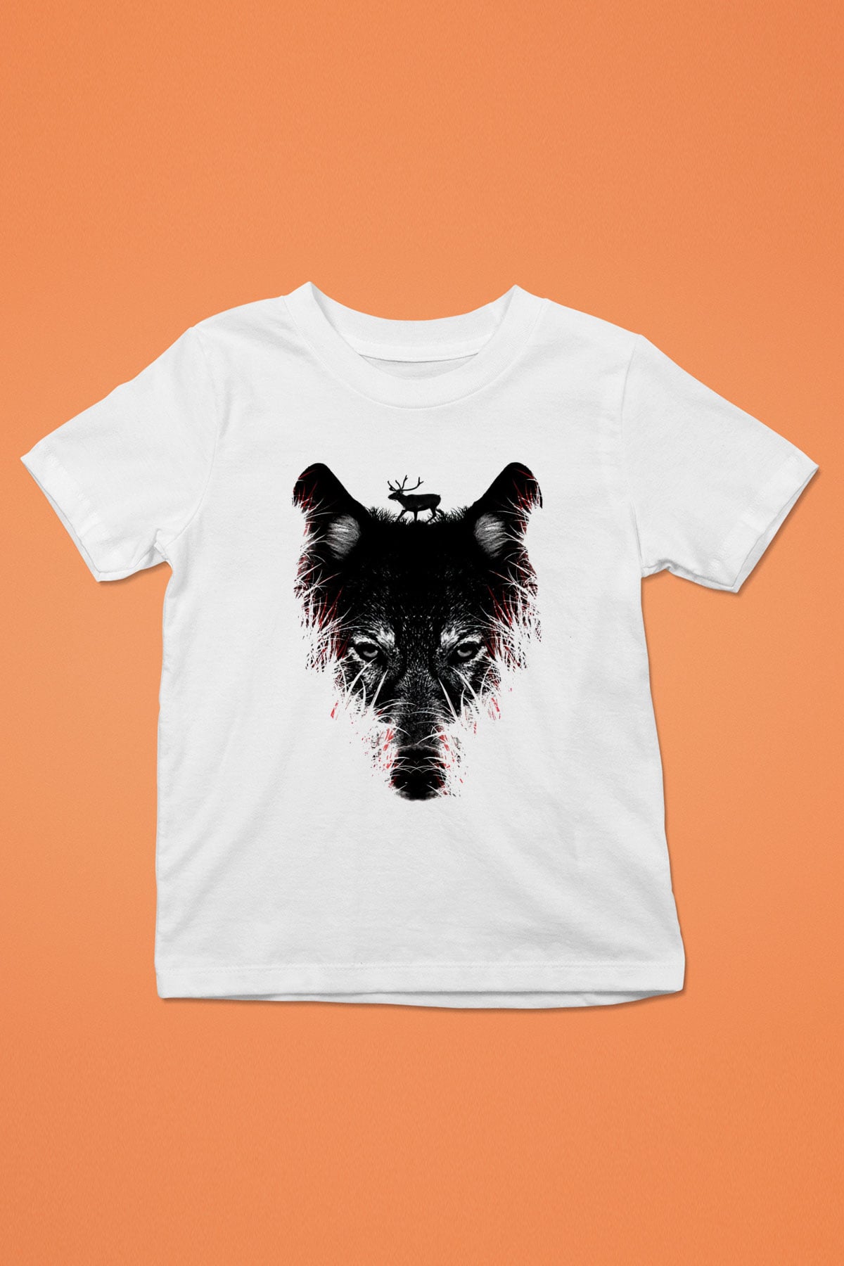 Kurt Baskılı Beyaz Unisex Çocuk Tişört