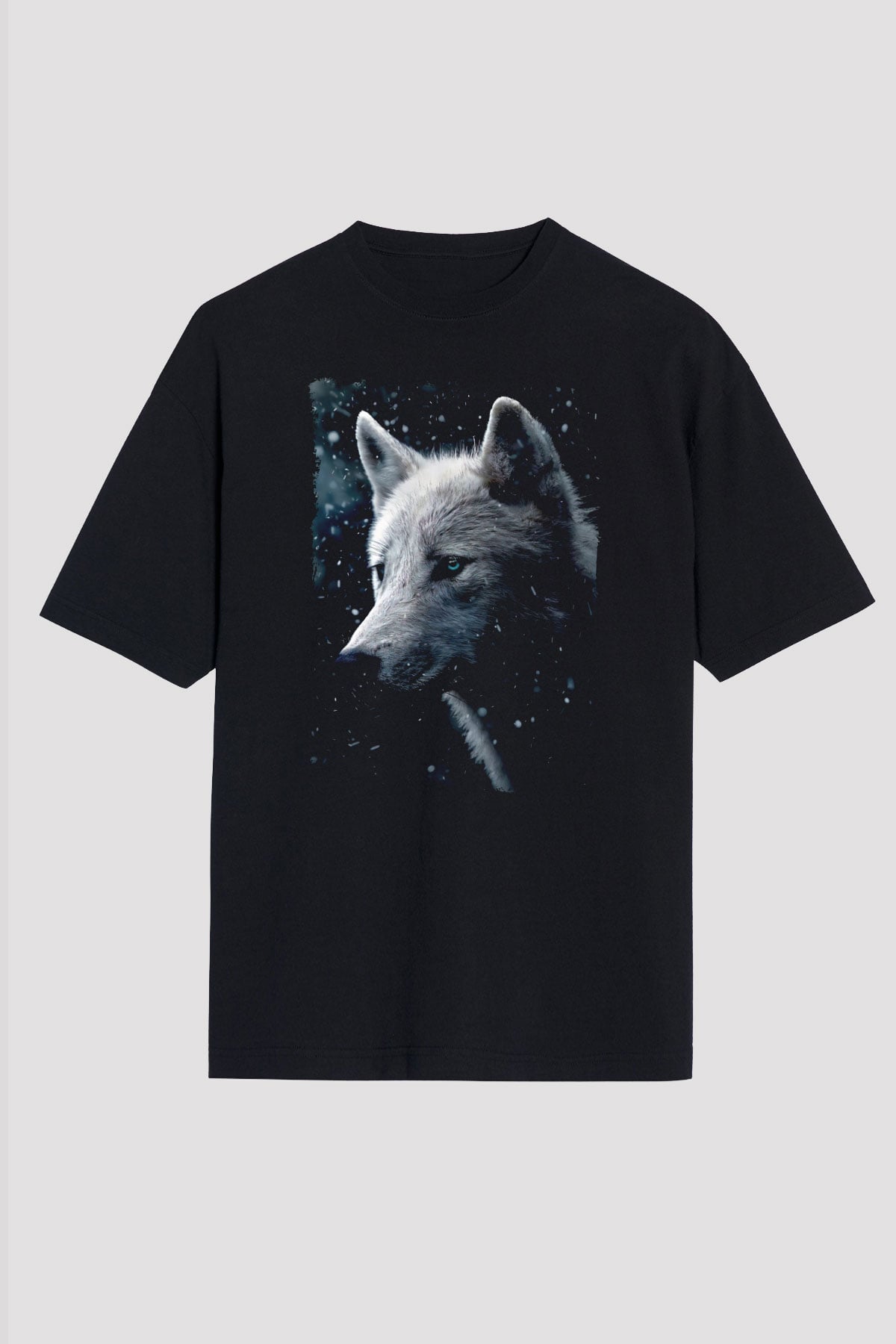 Kurt Baskılı Unisex Siyah Tişört