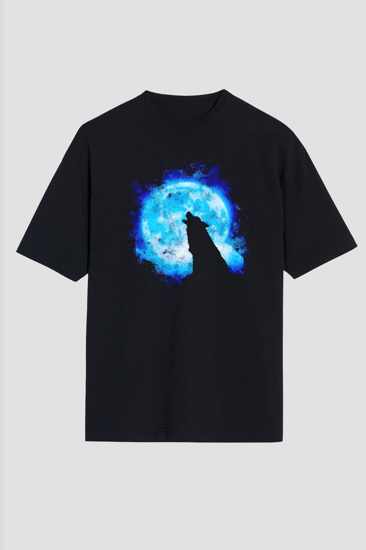 Kurt Baskılı Unisex Siyah Tişört