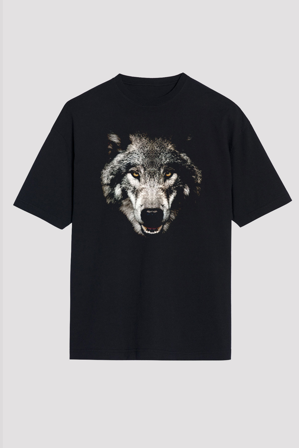 Kurt Baskılı Unisex Siyah Tişört