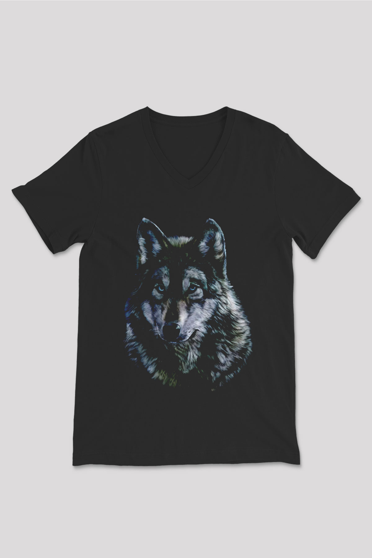 Kurt Baskılı Unisex Siyah  V Yaka Tişört