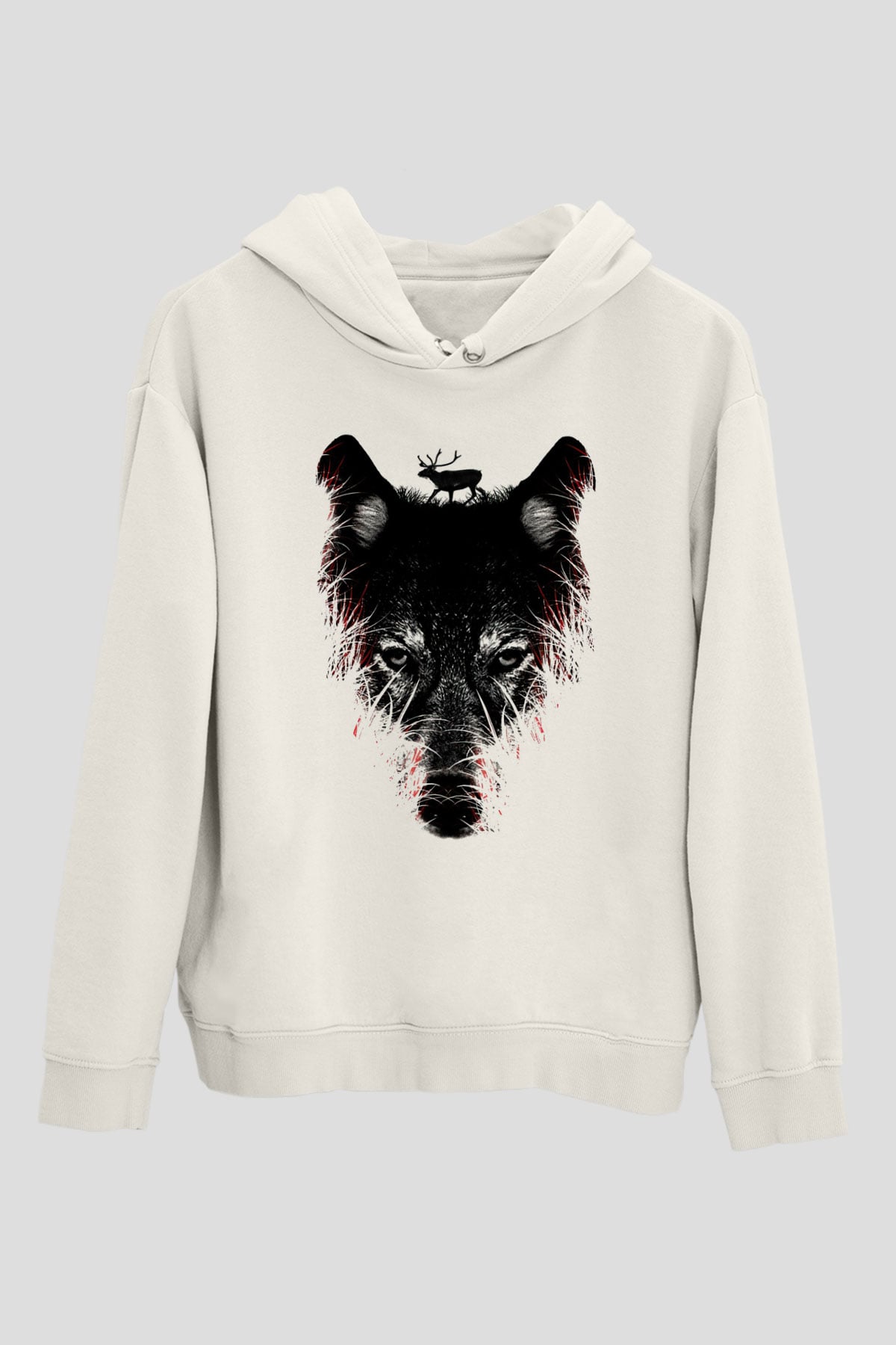 Kurt Beyaz Unisex Kapşonlu Sweatshirt