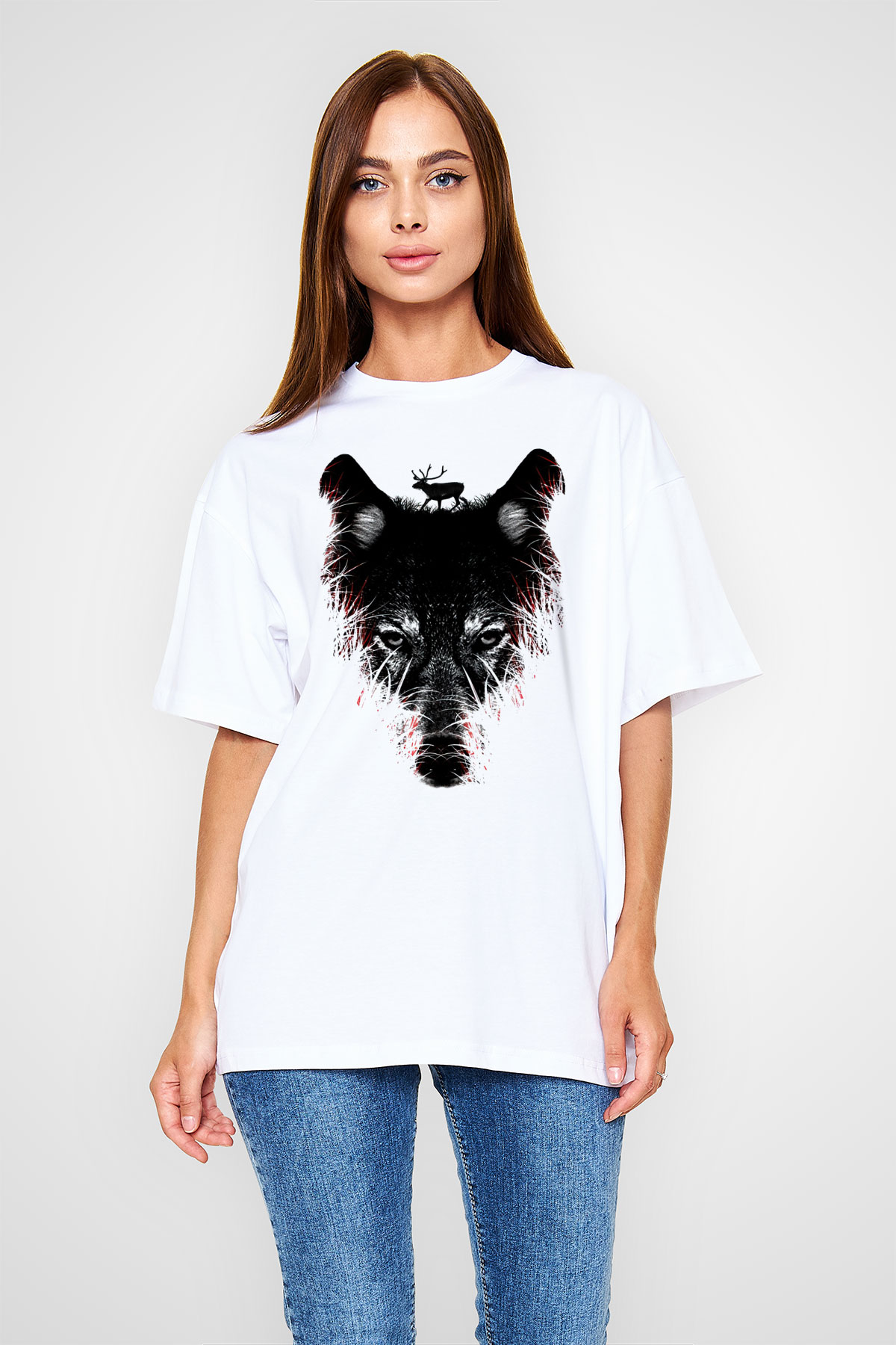 Kurt Beyaz Unisex Oversize Tişört T-Shirt