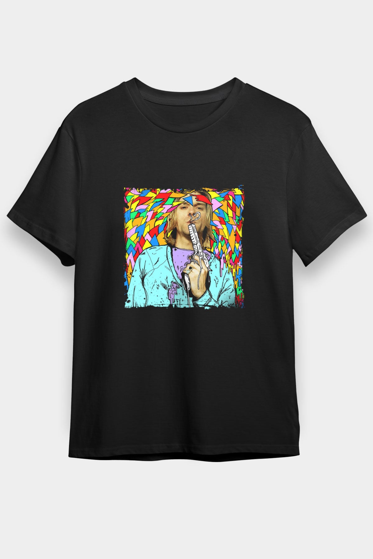 Kurt Cobain Baskılı Unisex Siyah Tişört