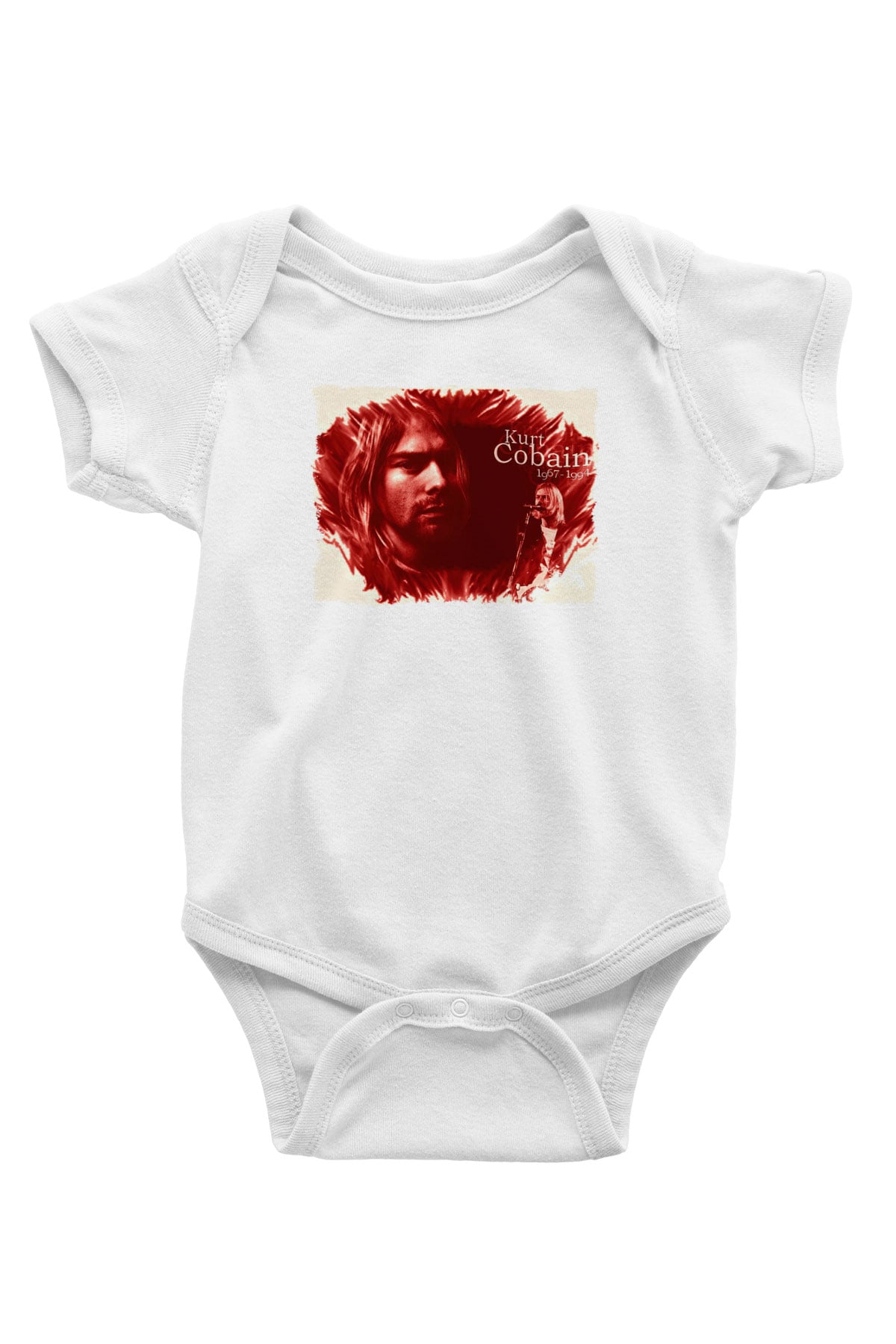 Kurt Cobain Beyaz Bebek Body - Zıbın