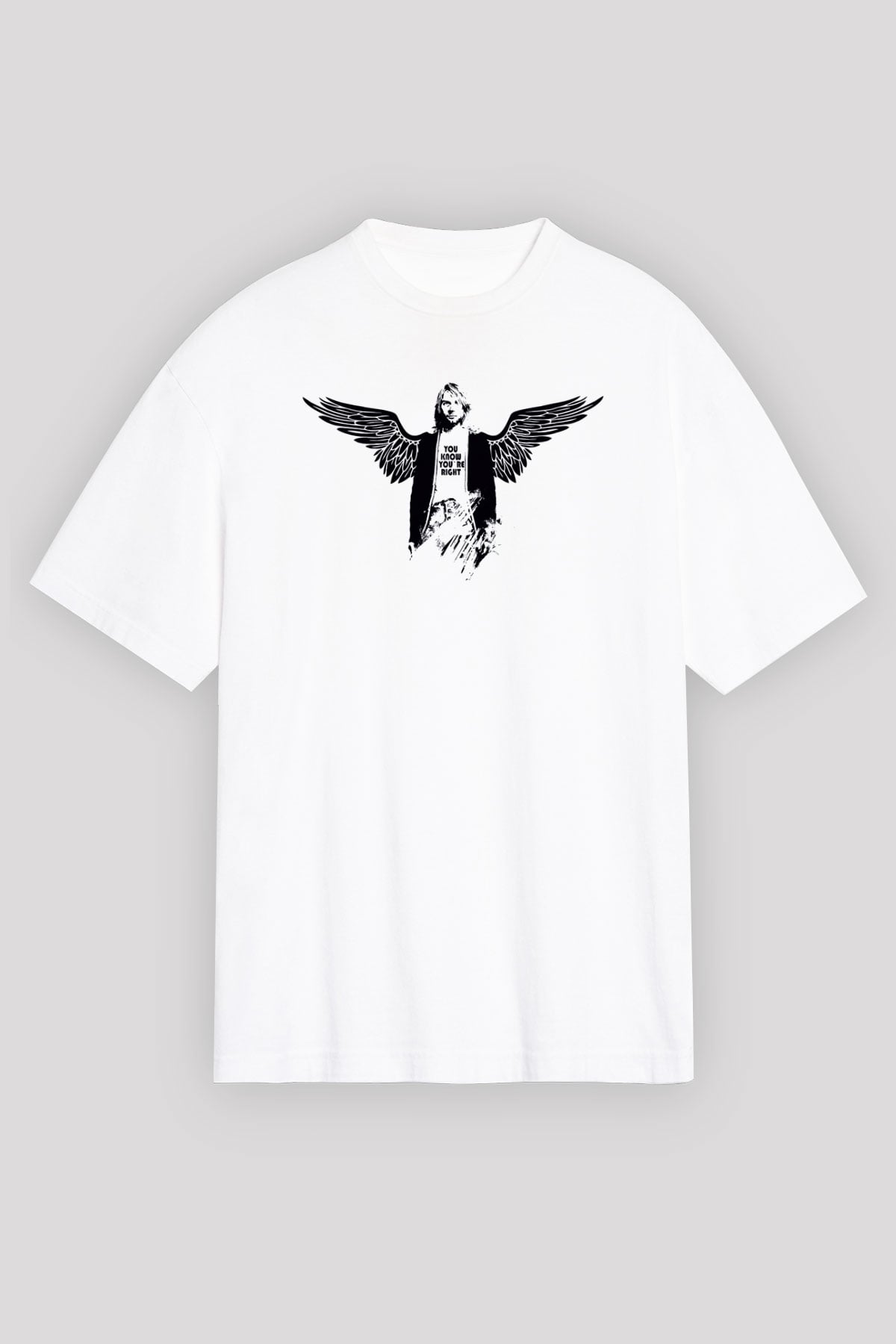 Kurt Cobain Beyaz Unisex Oversize Tişört T-Shirt
