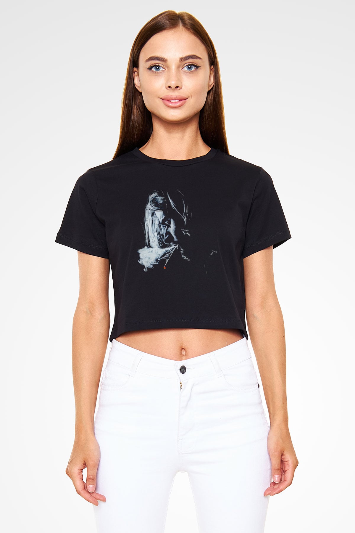 Kurt Cobain Siyah  Crop Top Tişört