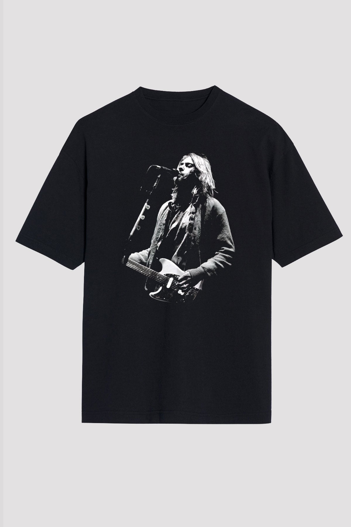 Kurt Cobain Siyah Unisex Oversize Tişört T-Shirt