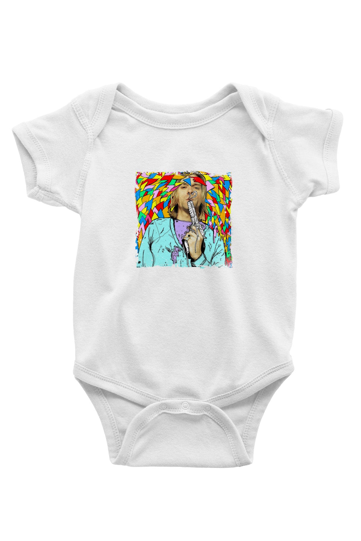 Kurt Cobain Unisex Baskılı Beyaz Bebek Body - Zıbın