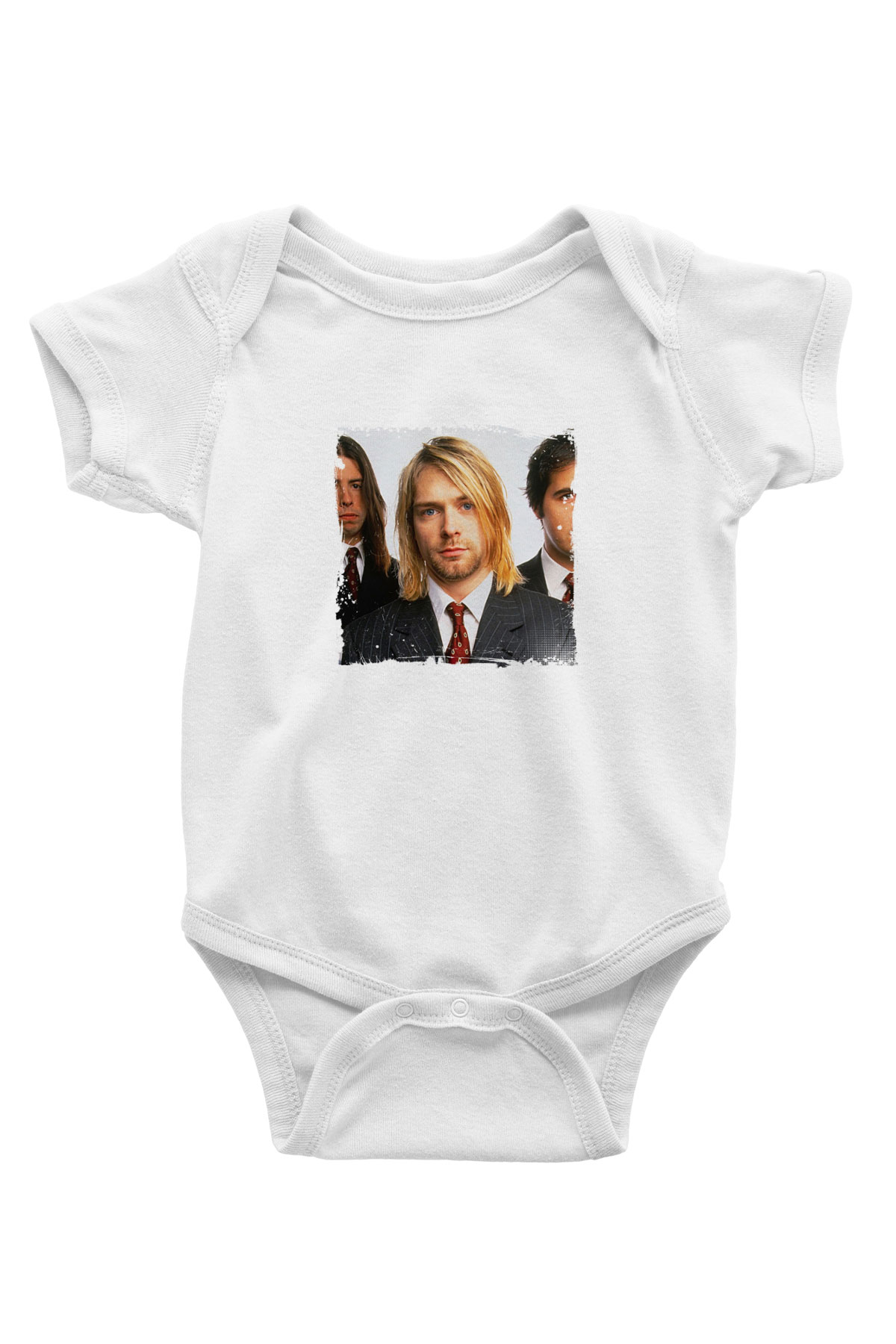 Kurt Cobain Unisex Baskılı Beyaz Bebek Body - Zıbın