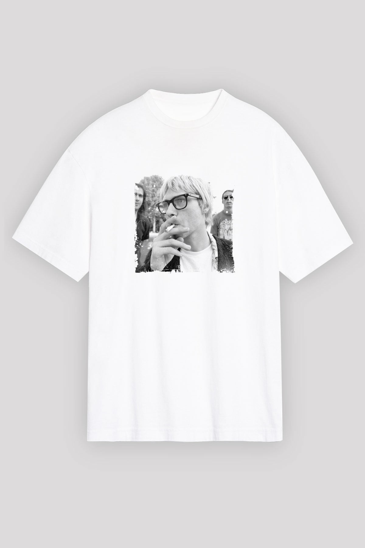 Kurt Cobain Unisex Baskılı Beyaz Tişört