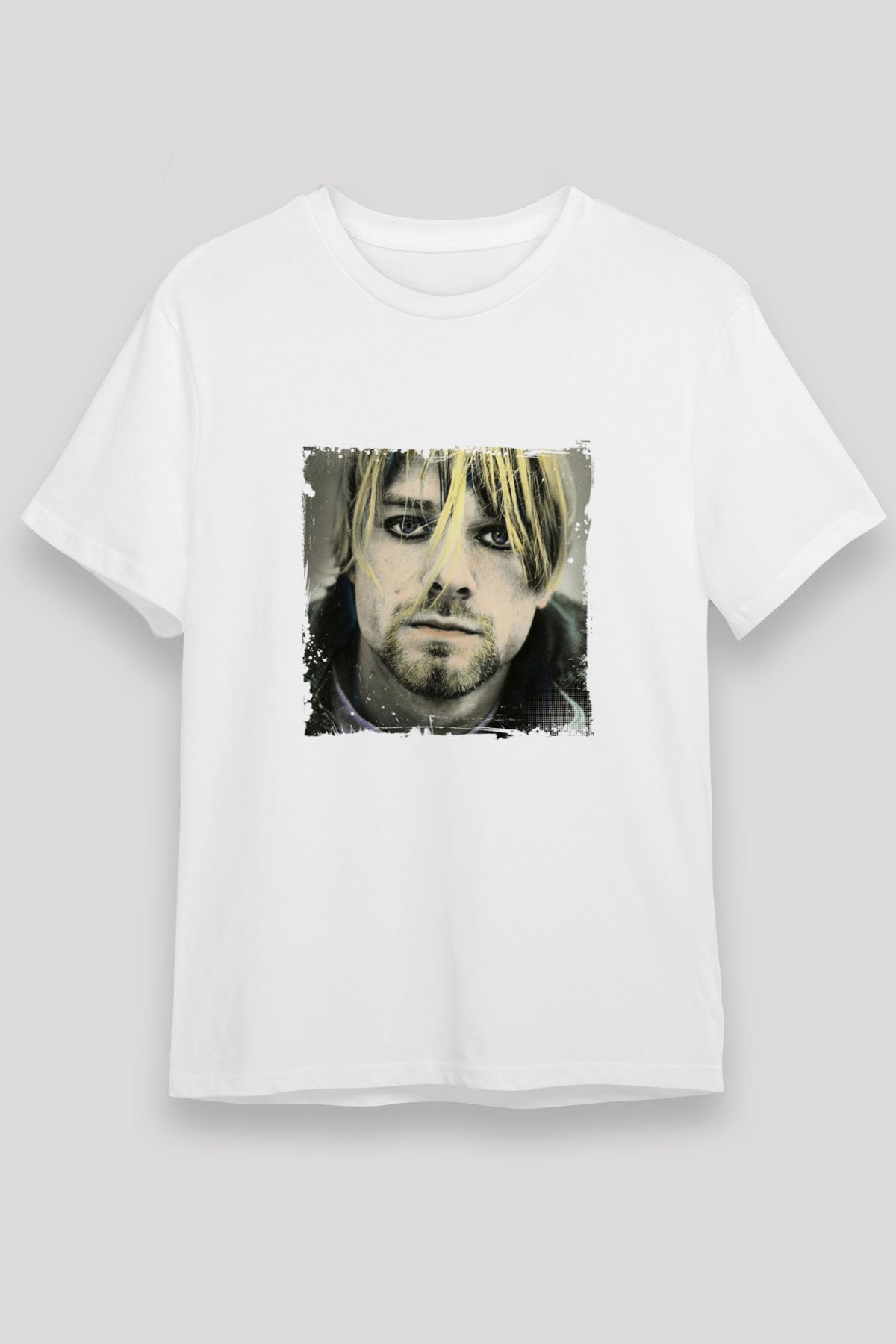 Kurt Cobain Unisex Baskılı Beyaz Tişört
