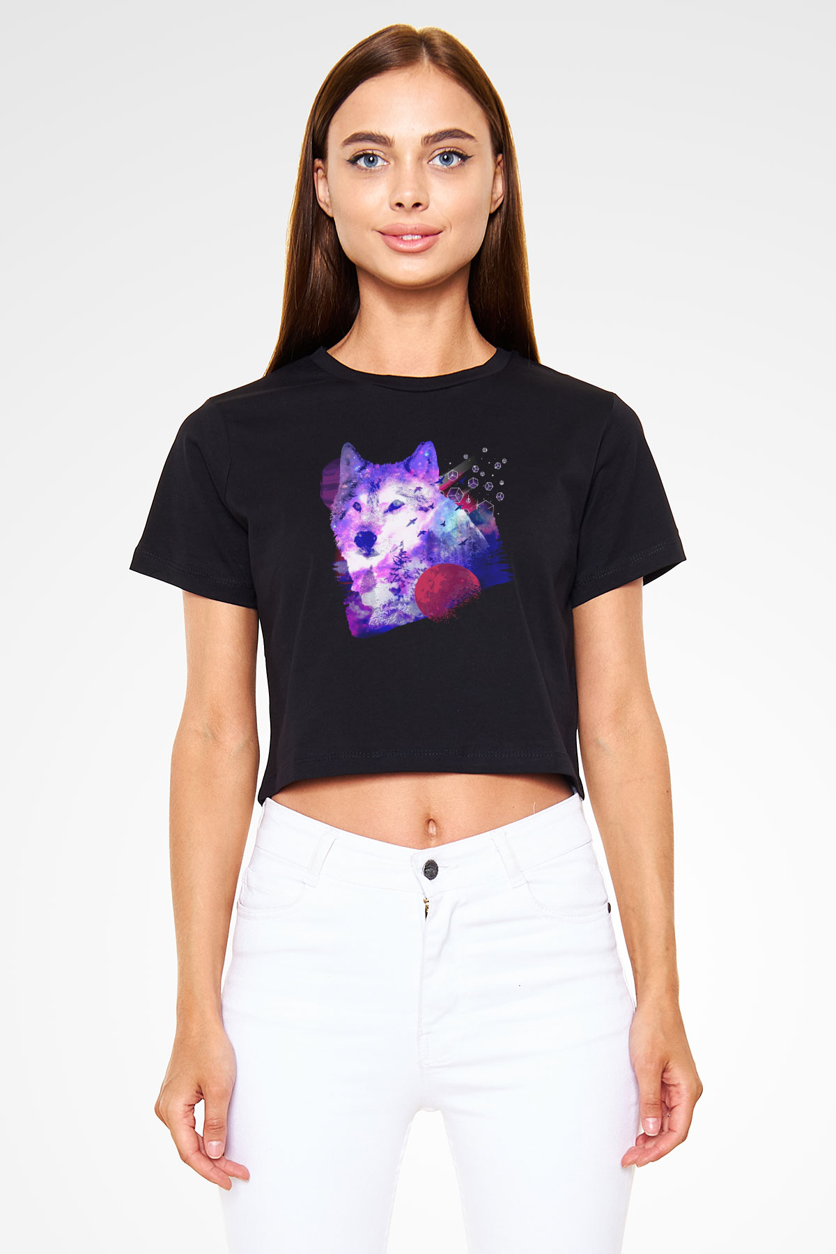 Kurt Siyah  Crop Top Tişört