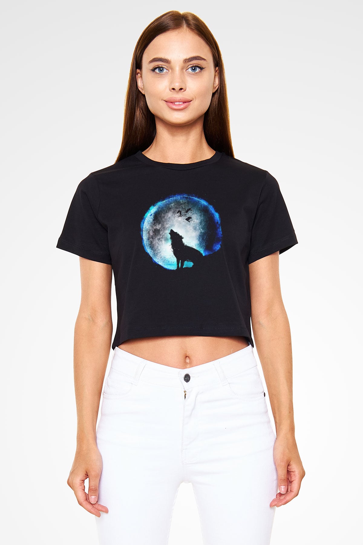 Kurt Siyah  Crop Top Tişört