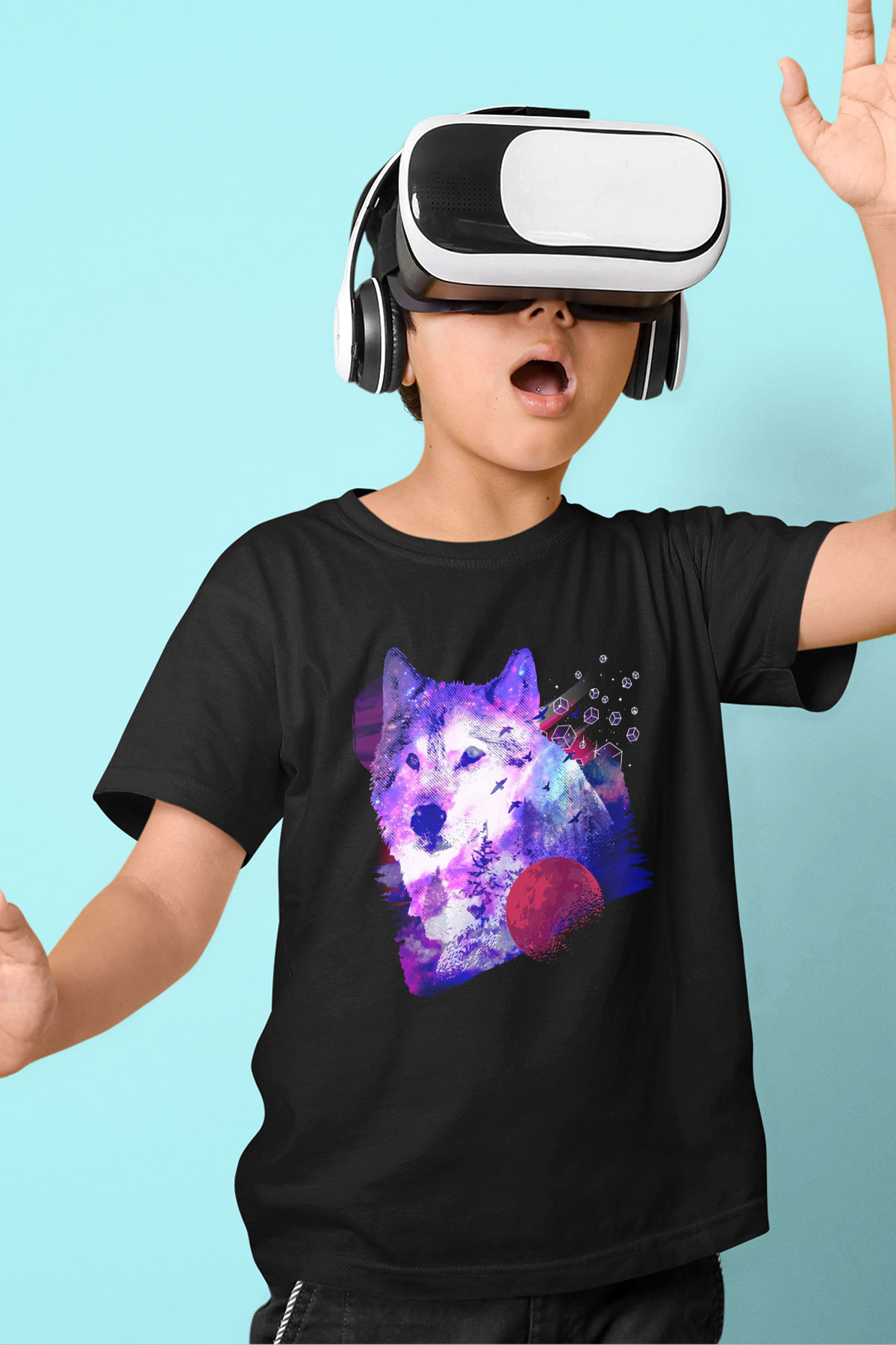 Kurt Siyah Unisex Çocuk Tişört