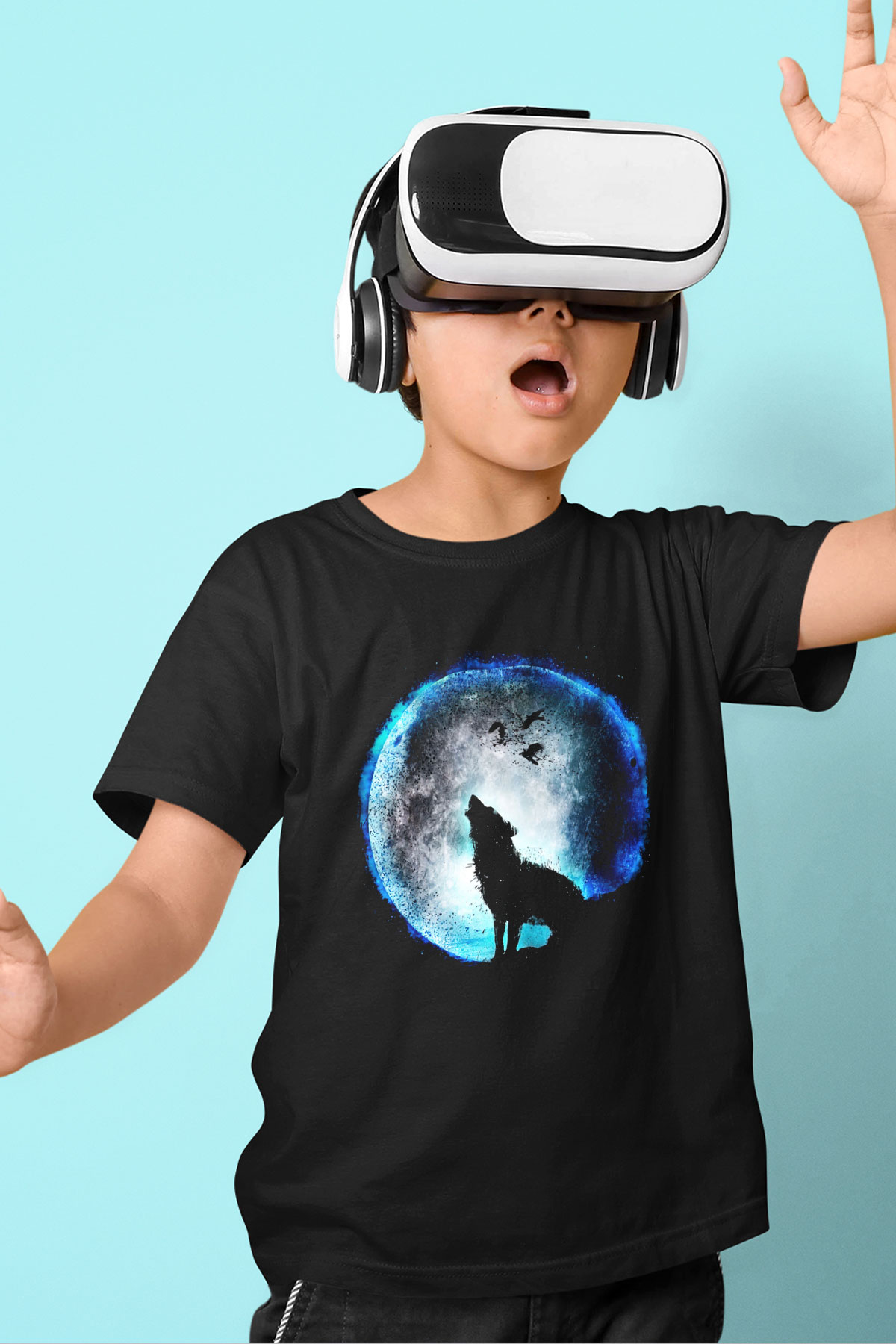 Kurt Siyah Unisex Çocuk Tişört
