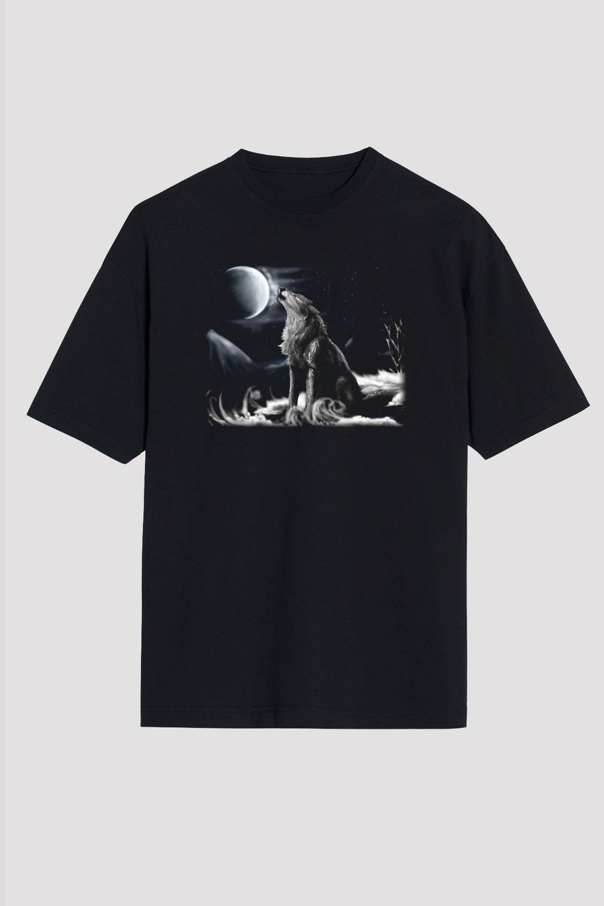 Kurt Siyah Unisex Oversize Tişört T-Shirt
