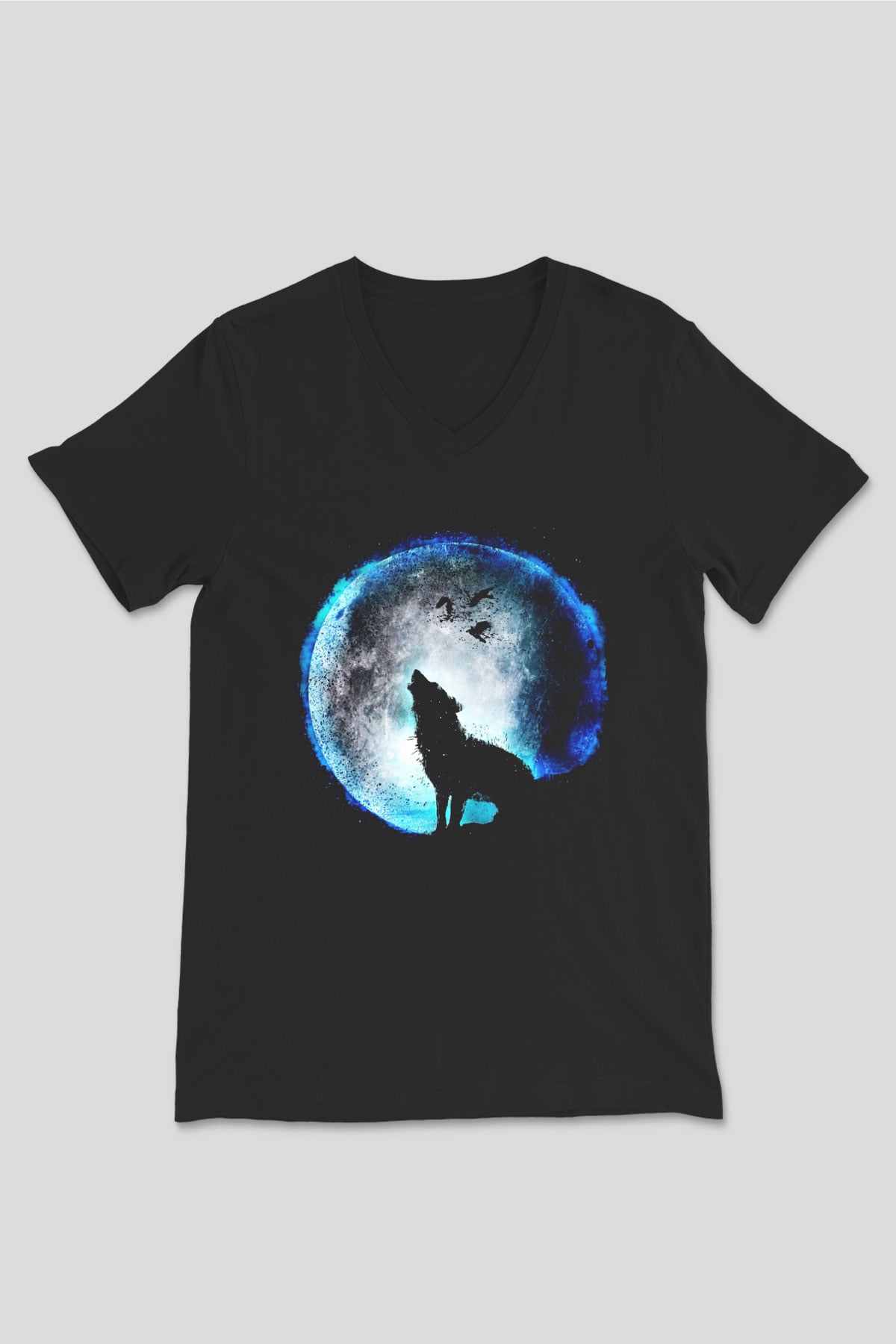 Kurt Siyah Unisex V Yaka Tişört