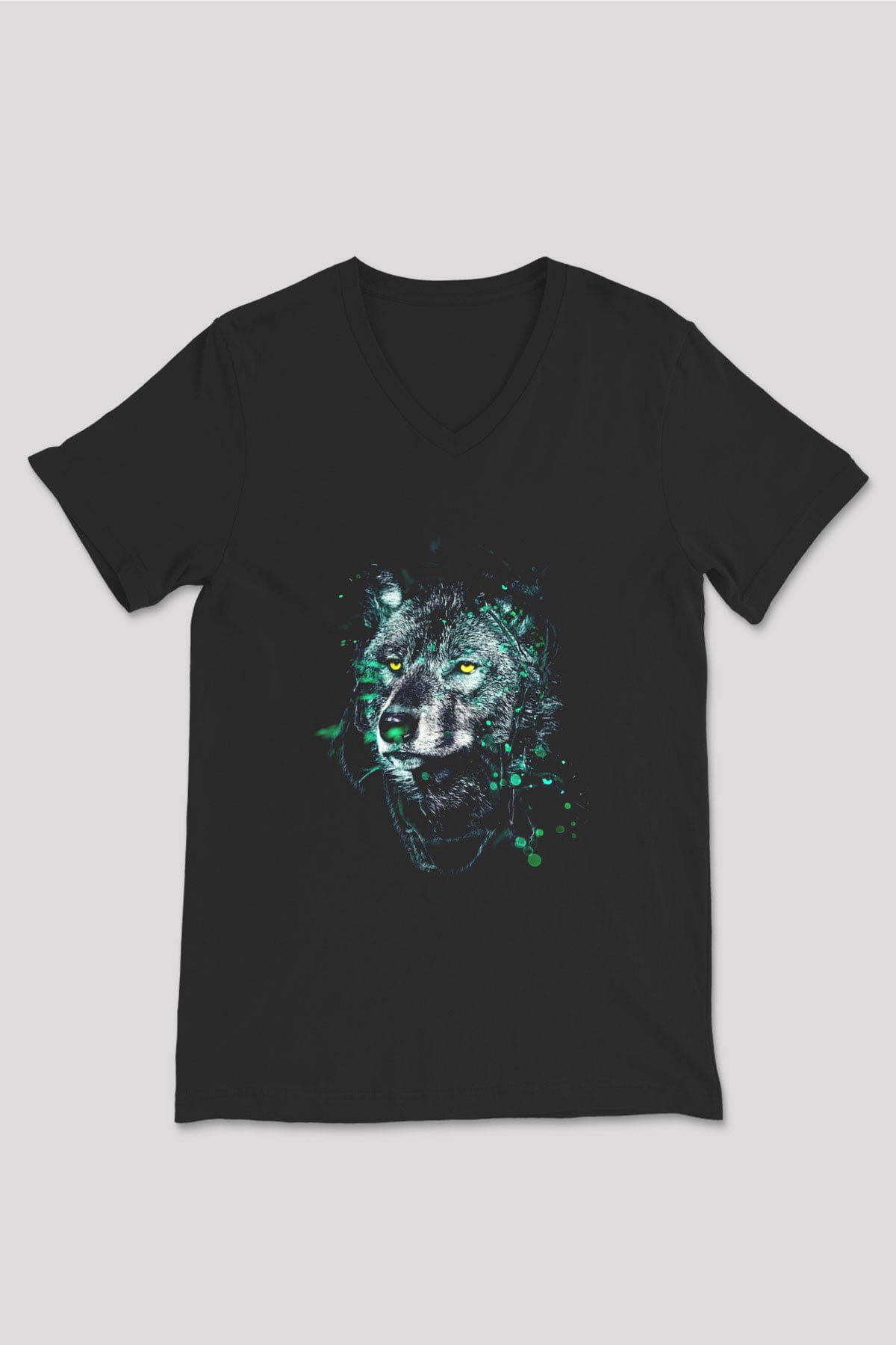 Kurt Siyah Unisex V Yaka Tişört T-Shirt