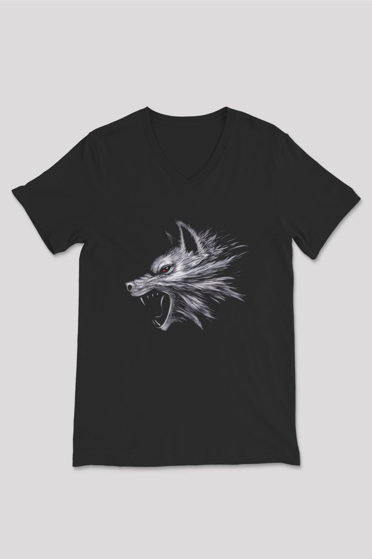 Kurt Siyah Unisex V Yaka Tişört T-Shirt