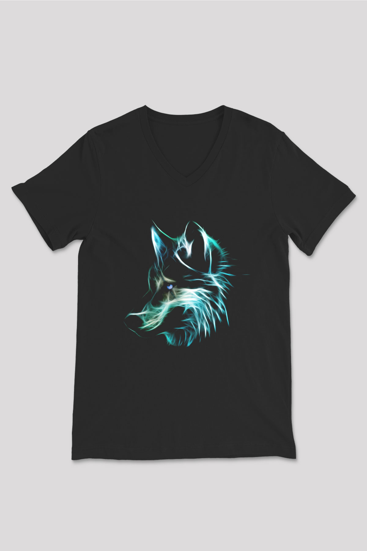 Kurt Siyah Unisex V Yaka Tişört T-Shirt