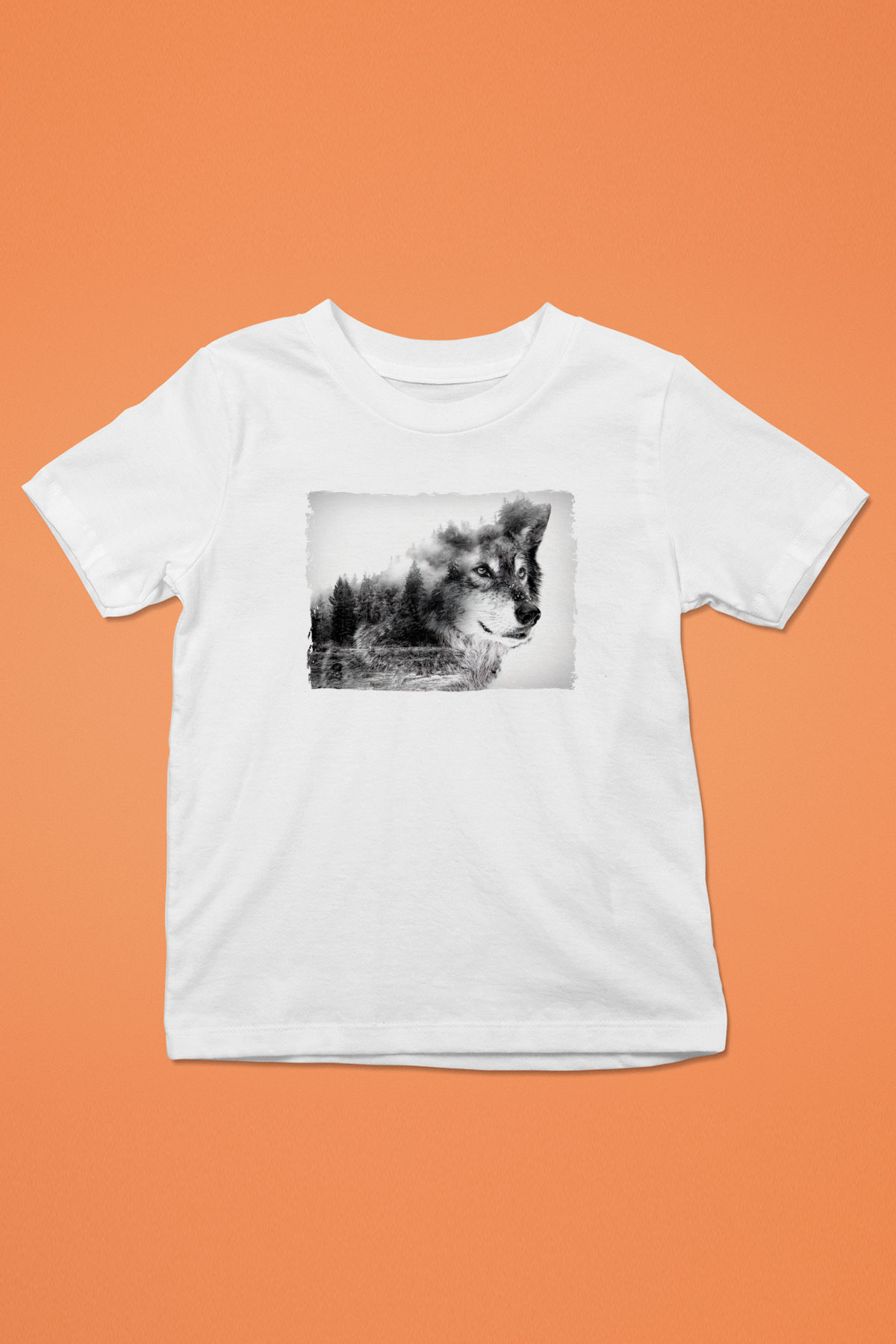 Kurt ve Doğa Baskılı Unisex Beyaz  Çocuk Tişört