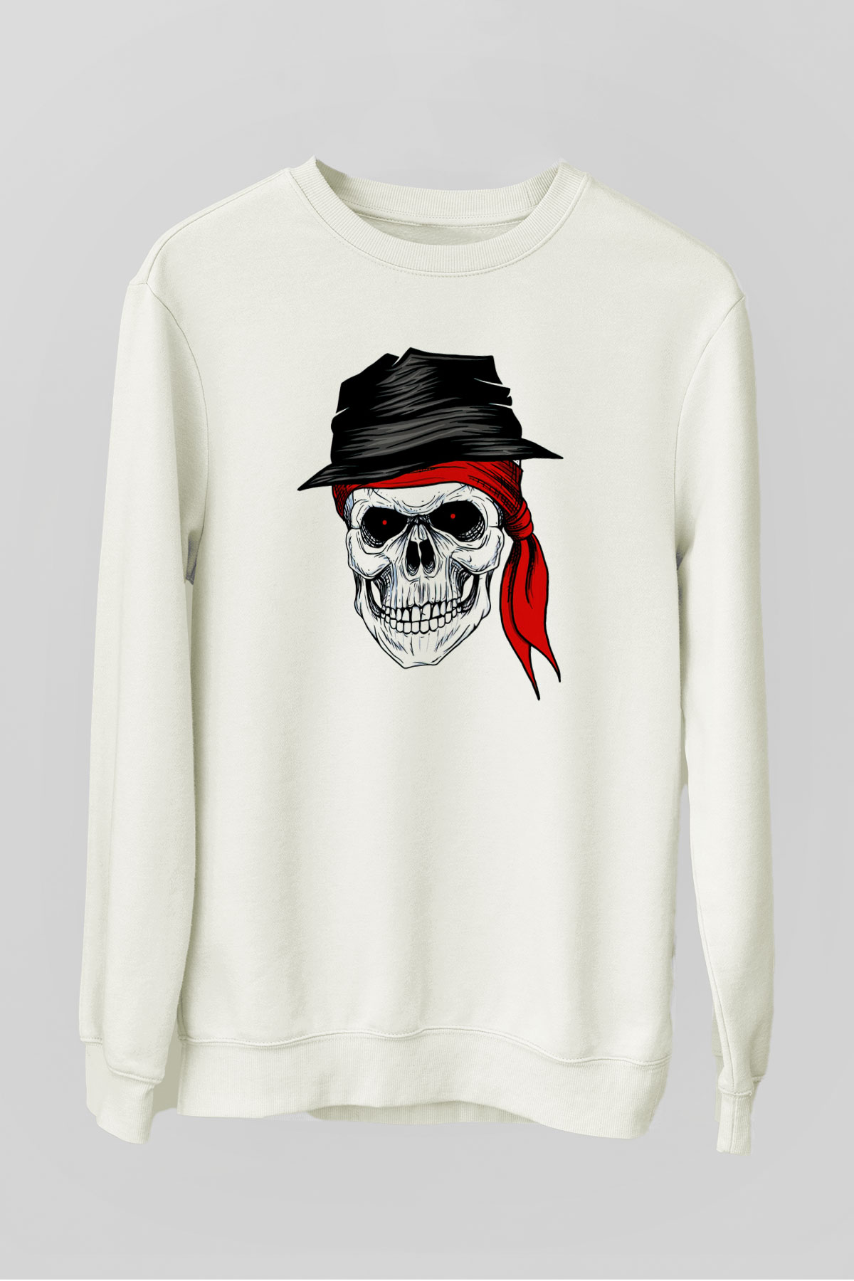 Kuru Kafa Baskılı Unisex Beyaz  Sweatshirt