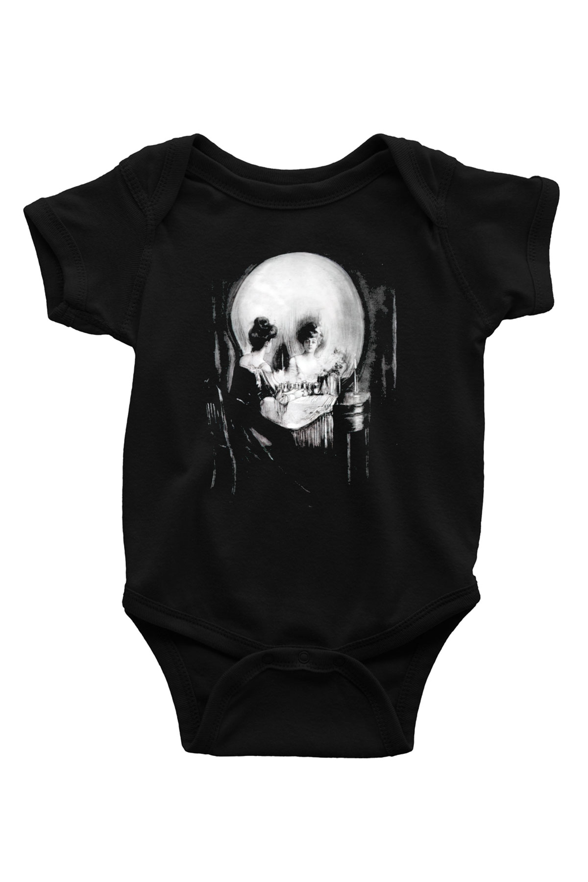 Kurukafa Ayna BaskılıBeyaz Tshirt Bebek Body - Zıbın