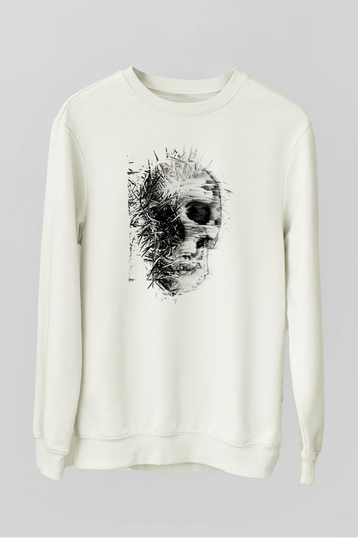 Kurukafa Baskılı Beyaz  Sweatshirt