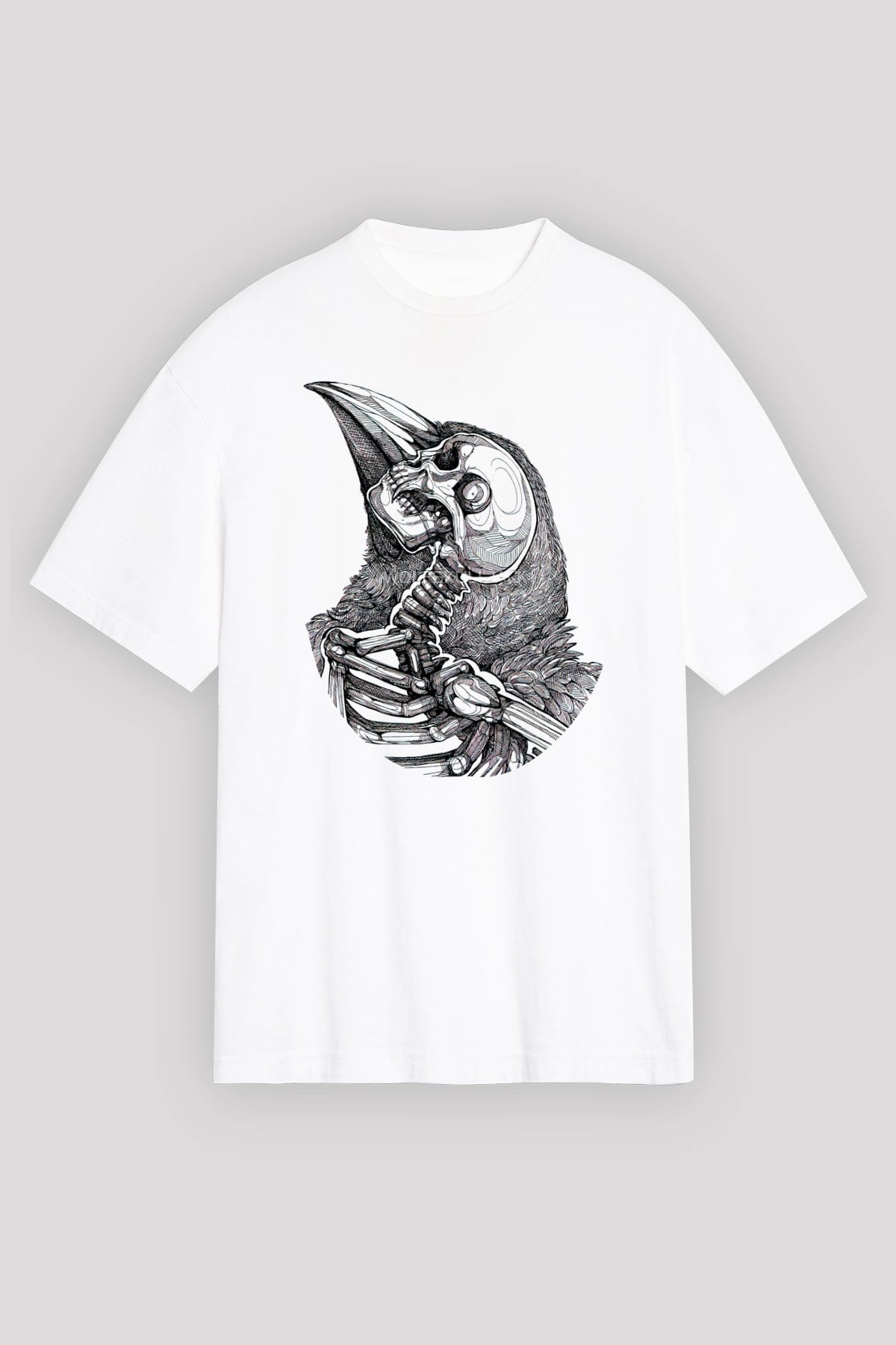 Kurukafa Baskılı Unisex Beyaz Tişört