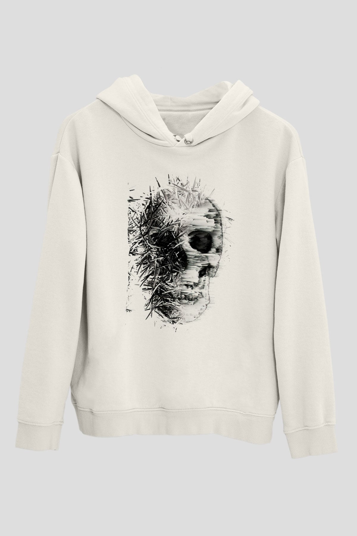 Kurukafa Beyaz Tshirt Unisex Hoodie
