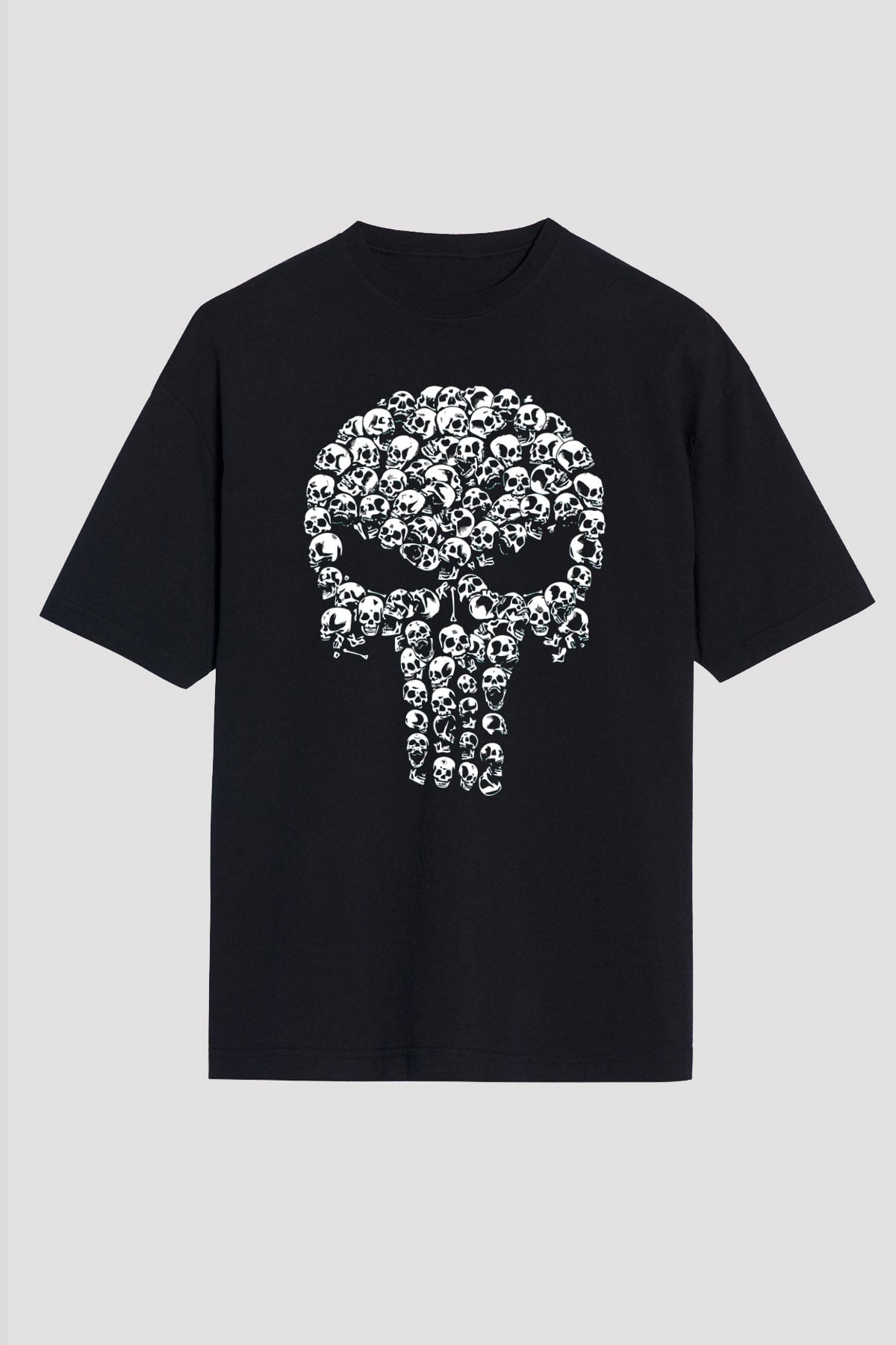 Kurukafa Punisher Baskılı Siyah Tişört
