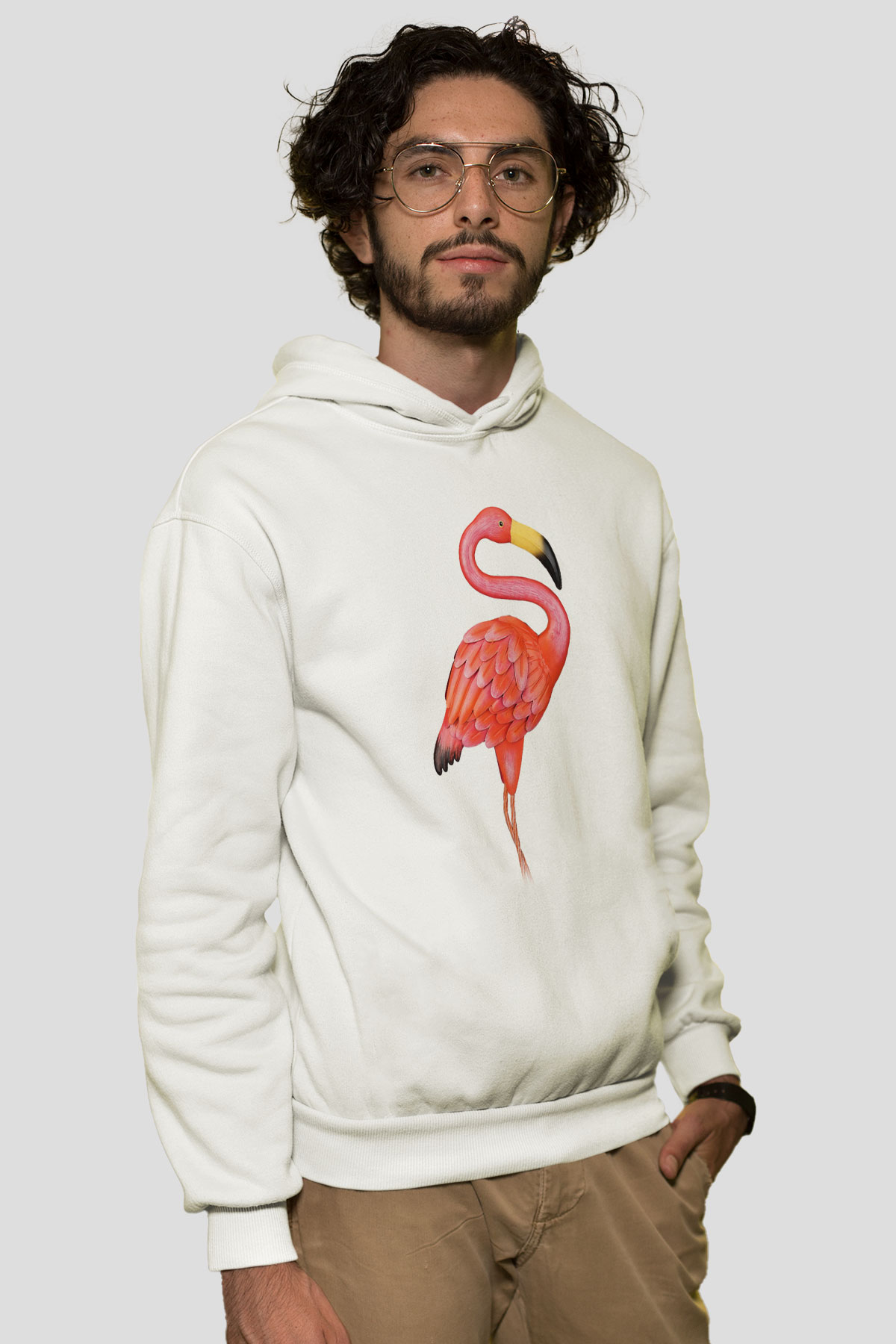 Kuş Beyaz Unisex Kapşonlu Sweatshirt
