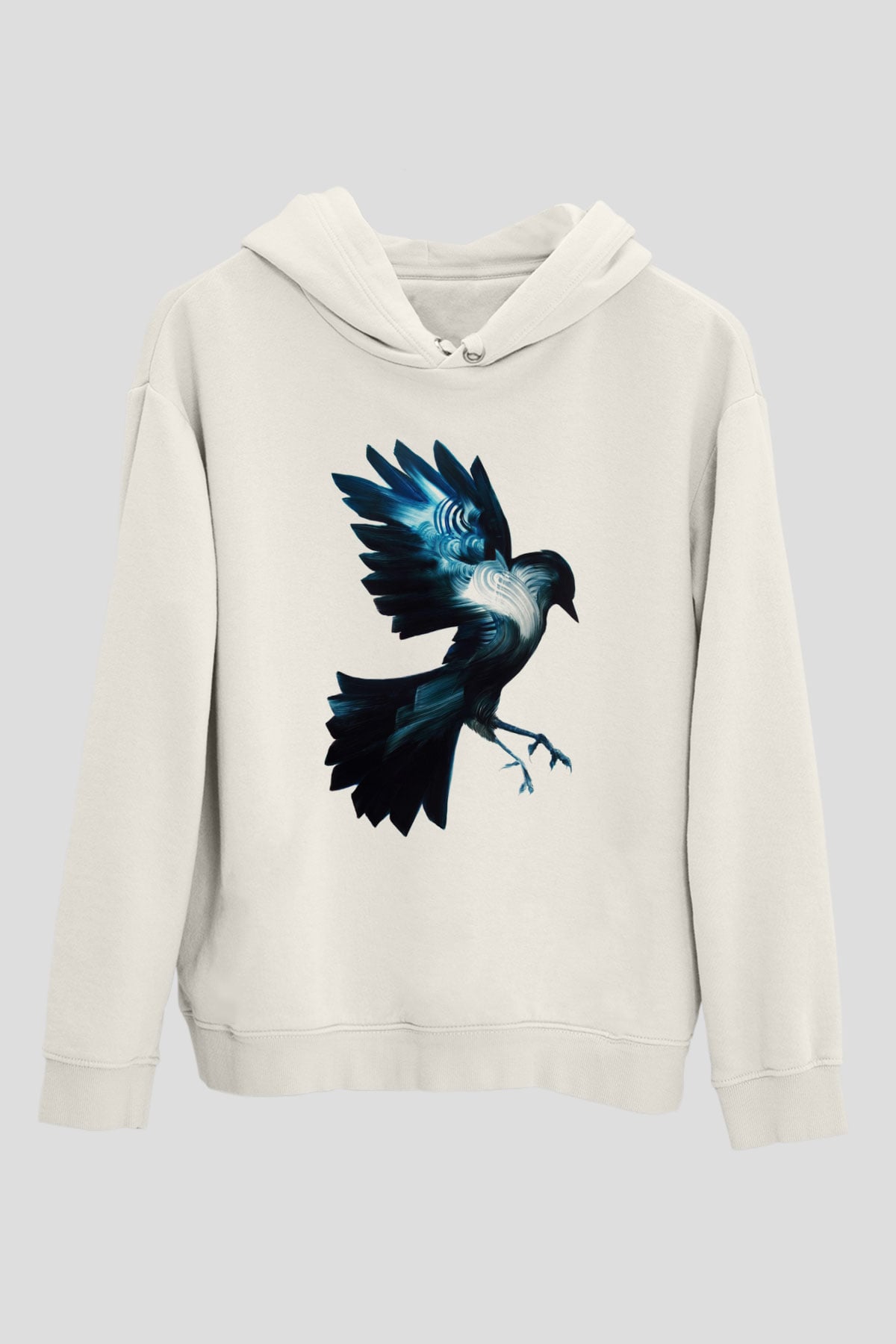 Kuş Beyaz Unisex Kapşonlu Sweatshirt