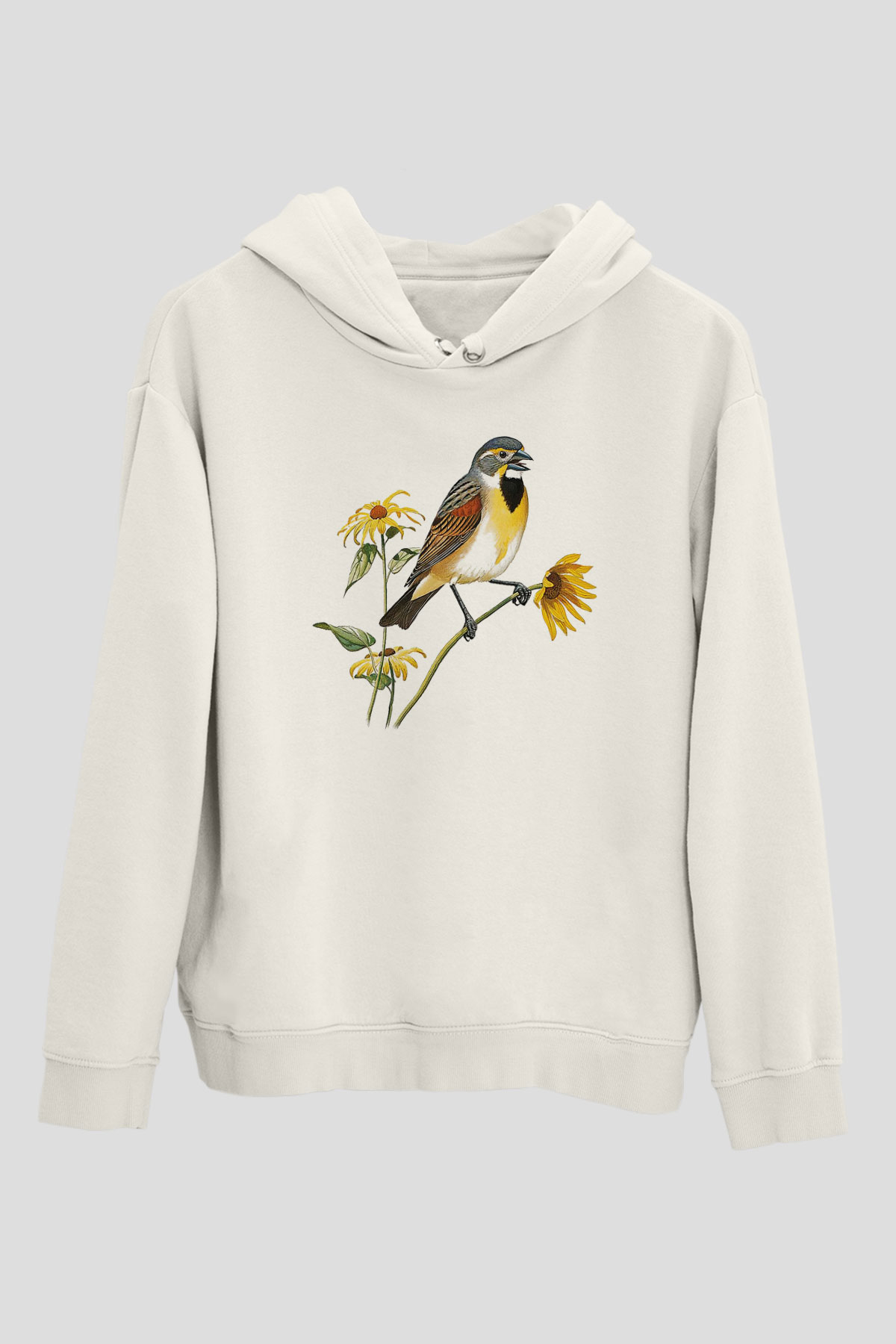 Kuş Beyaz Unisex Kapşonlu Sweatshirt