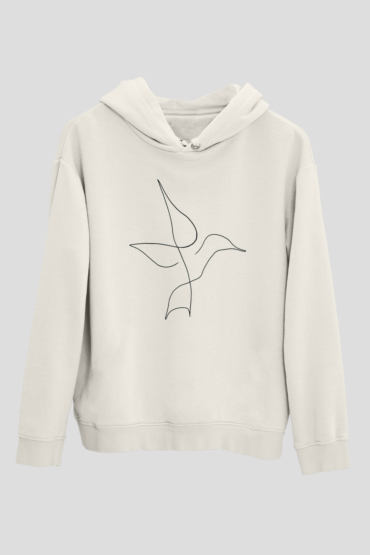 Kuş Beyaz Unisex Kapüşonlu Sweatshirt