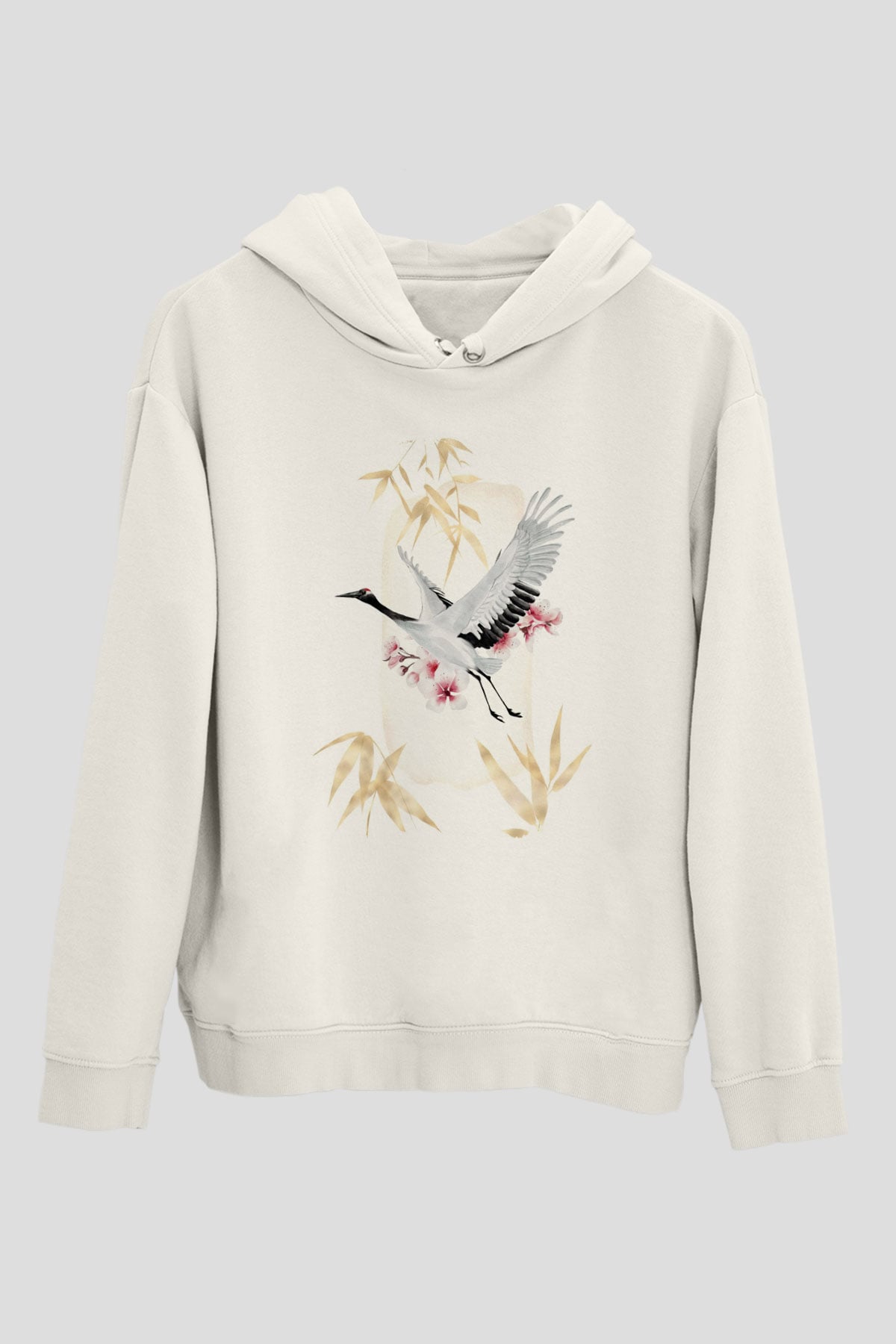 Kuş Beyaz Unisex Kapüşonlu Sweatshirt