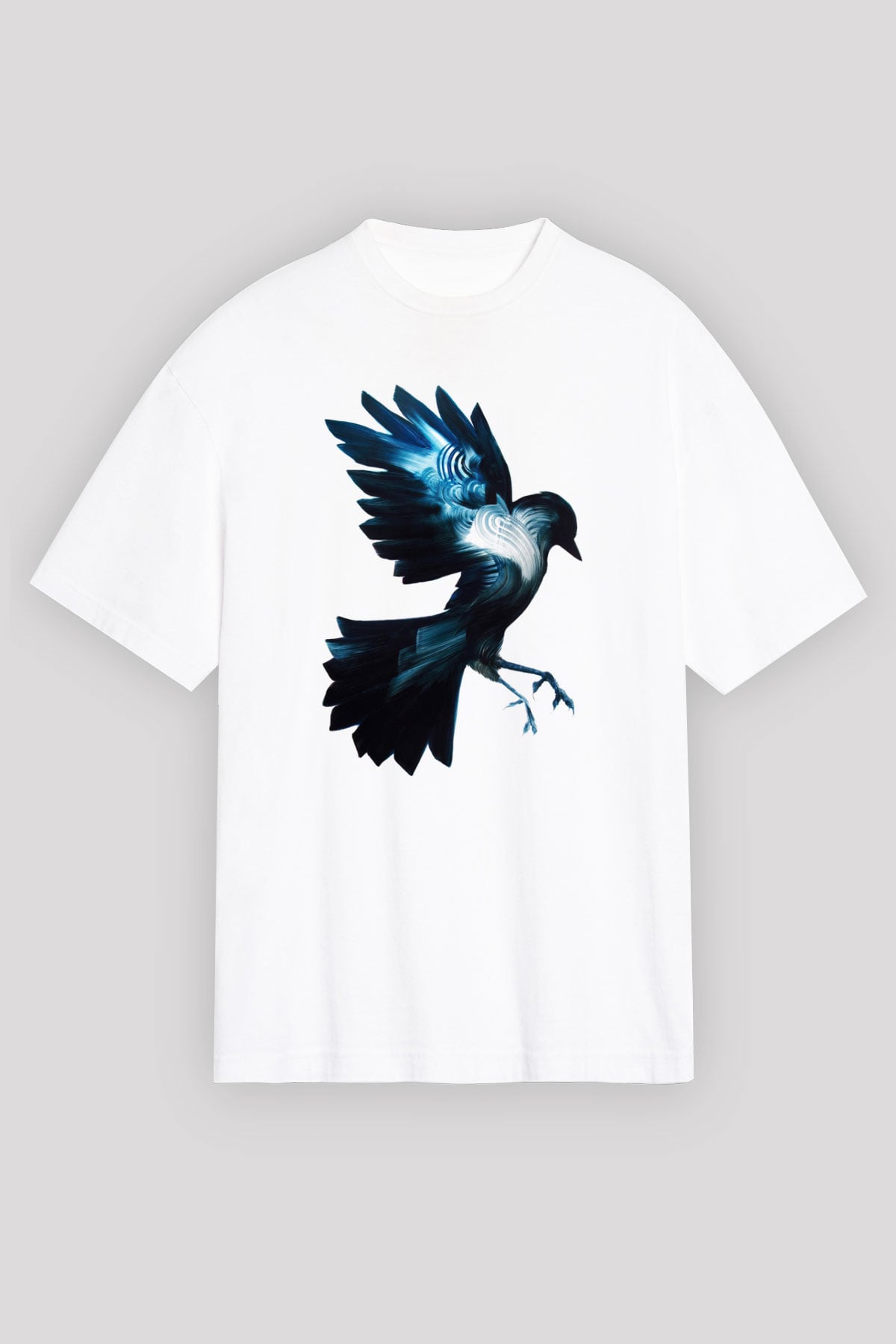 Kuş Beyaz Unisex Oversize Tişört T-Shirt
