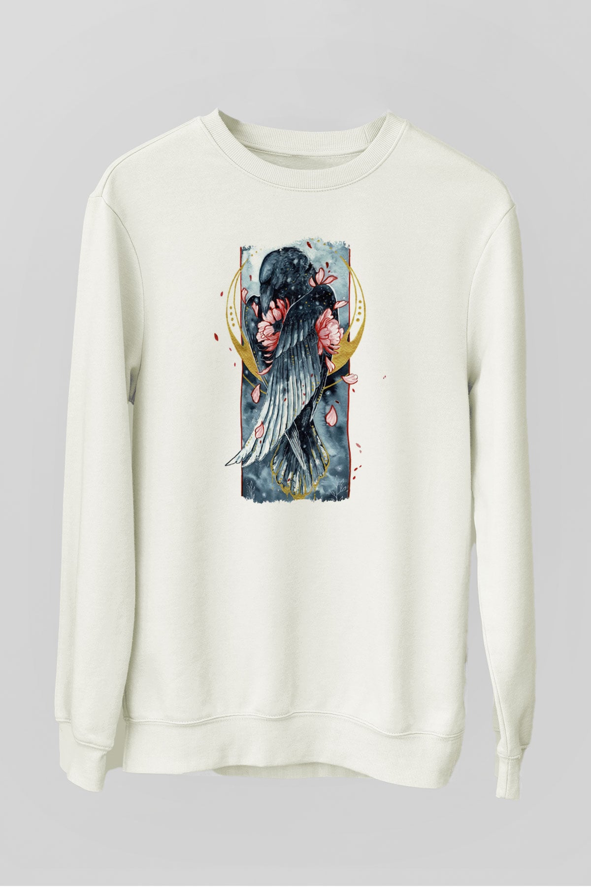 Kuş Beyaz Unisex Sweatshirt