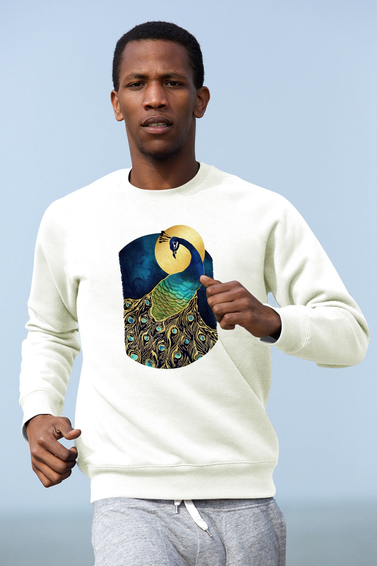 Kuş Beyaz Unisex Sweatshirt