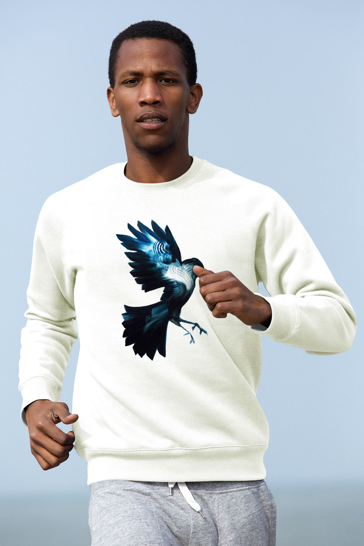 Kuş Beyaz Unisex Sweatshirt
