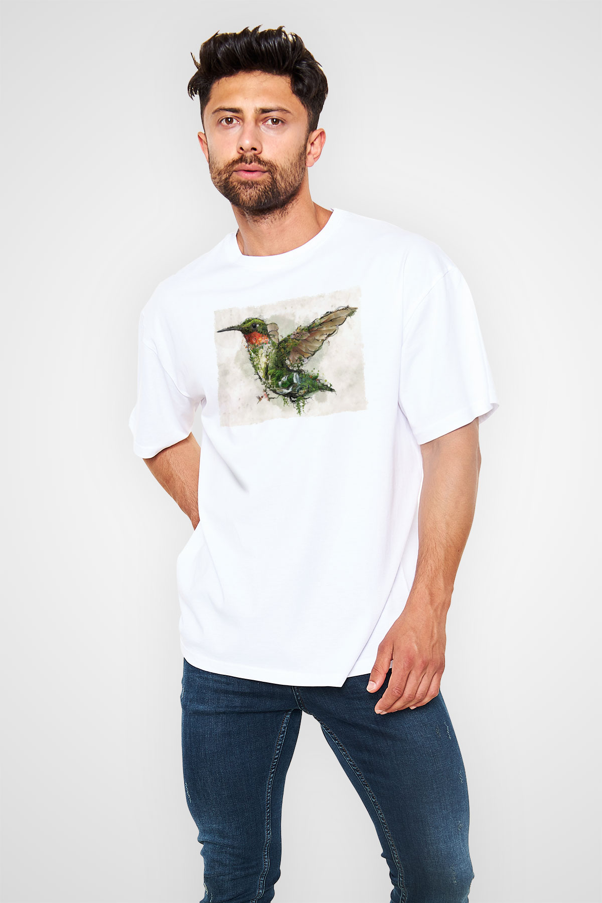 Kuş Beyaz Unisex Tişört T-Shirt - TişörtFabrikası