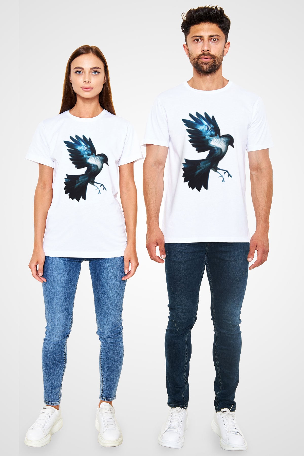 Kuş Beyaz Unisex Tişört T-Shirt - TişörtFabrikası